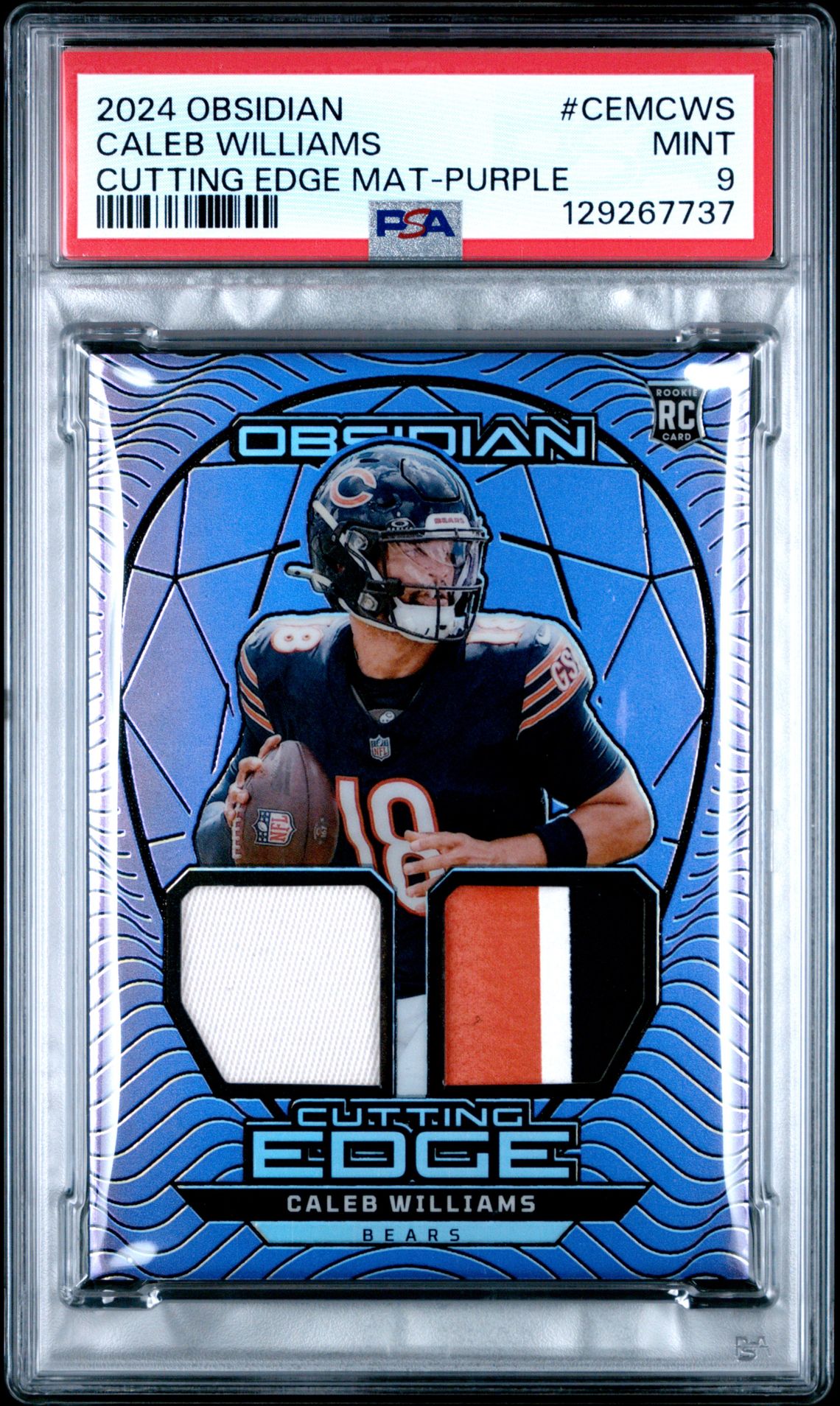 2024 Panini Obsidian Cutting Edge Materials Caleb Williams #Cemcws (Cutting Edge Mat-Purple) Mint 9 front