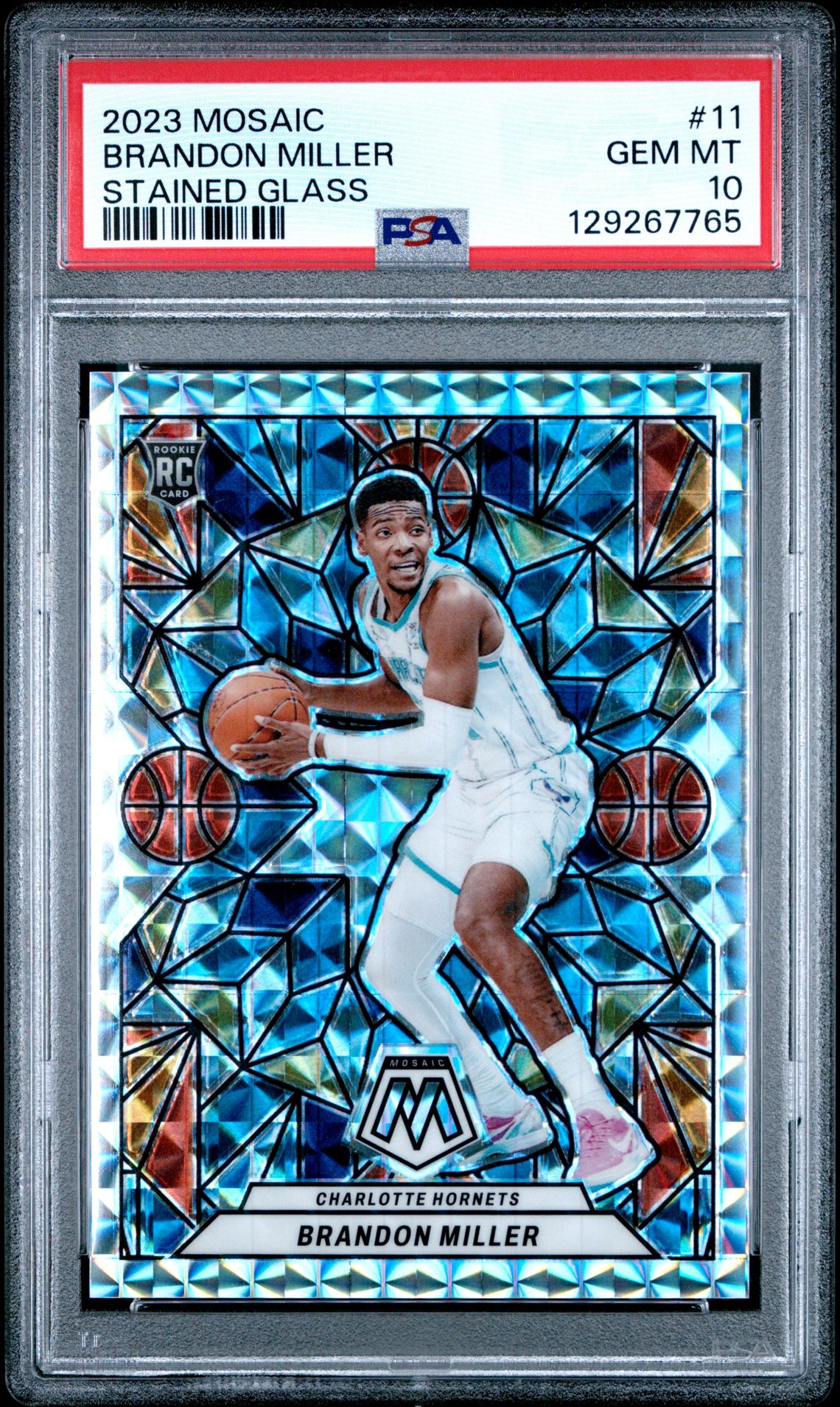 2023 Panini Mosaic Stained Glass Brandon Miller #11 Gem Mt 10 front