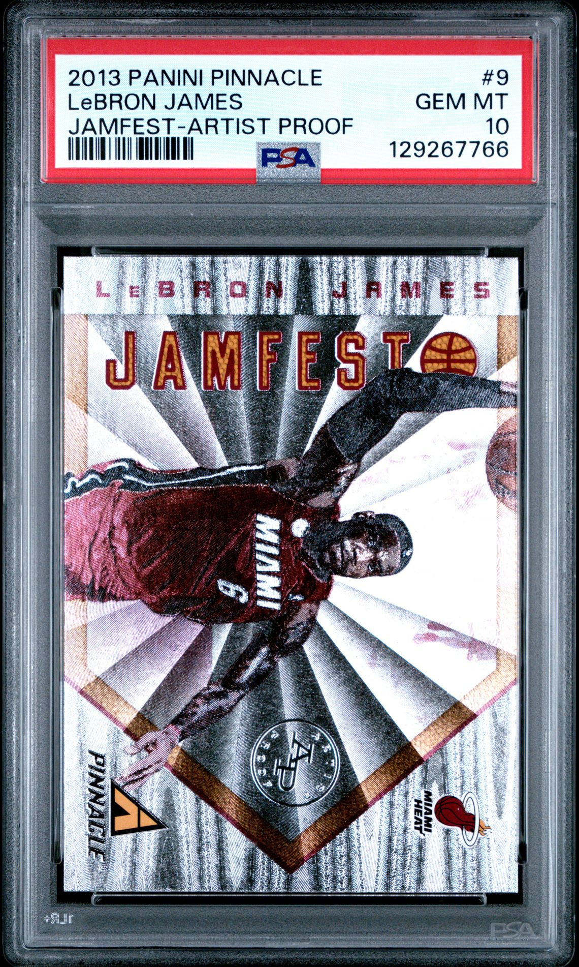 2013 Panini Pinnacle Jamfest Lebron James #9 (Jamfest-Artist Proof) Gem Mt 10 front