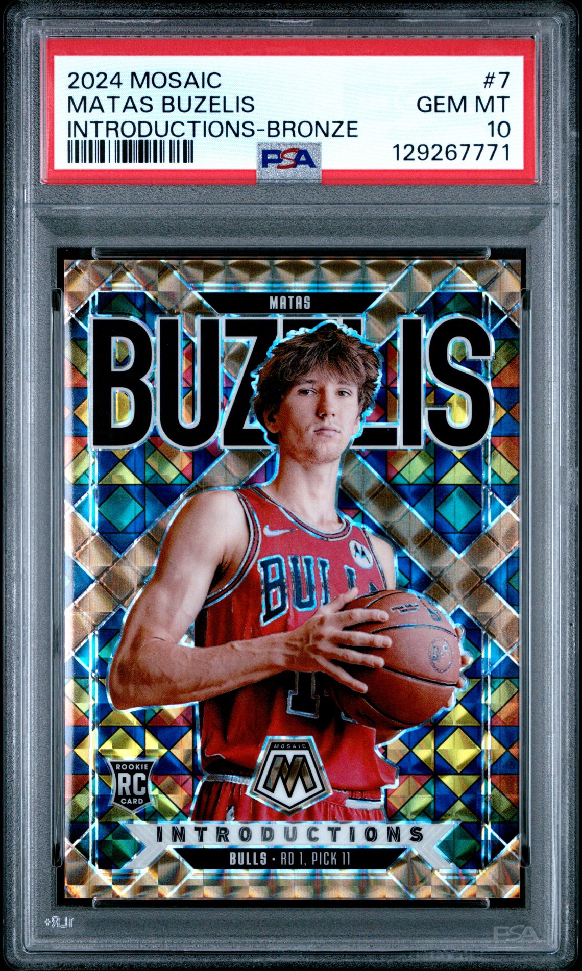 2024 Panini Mosaic Introductions Matas Buzelis #7 (Introductions-Bronze) Gem Mt 10 front