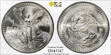 1990-Mo Onza Libertad Ag MS67
