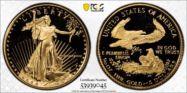 1988-P $5 Gold Eagle PR70DCAM