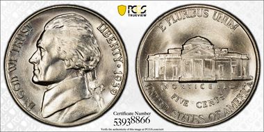 1939 5C Reverse of 1938 MS68FS
