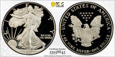 1987-S $1 Silver Eagle PR68DCAM