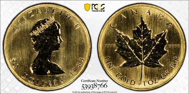 1983 $50 Maple Leaf Au MS68