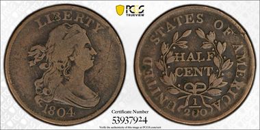 1804 1/2C Crosslet 4, Stems N1BN