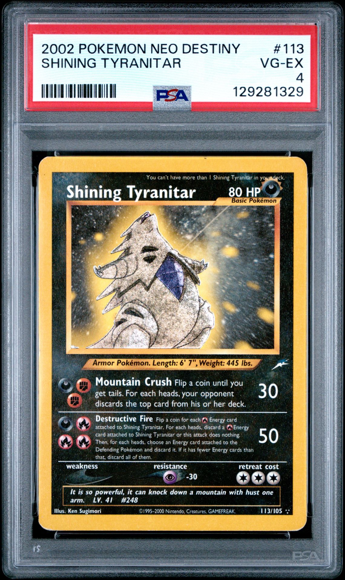 2002 Pokemon POKEMON NEO DESTINY #113 Shining Tyranitar front