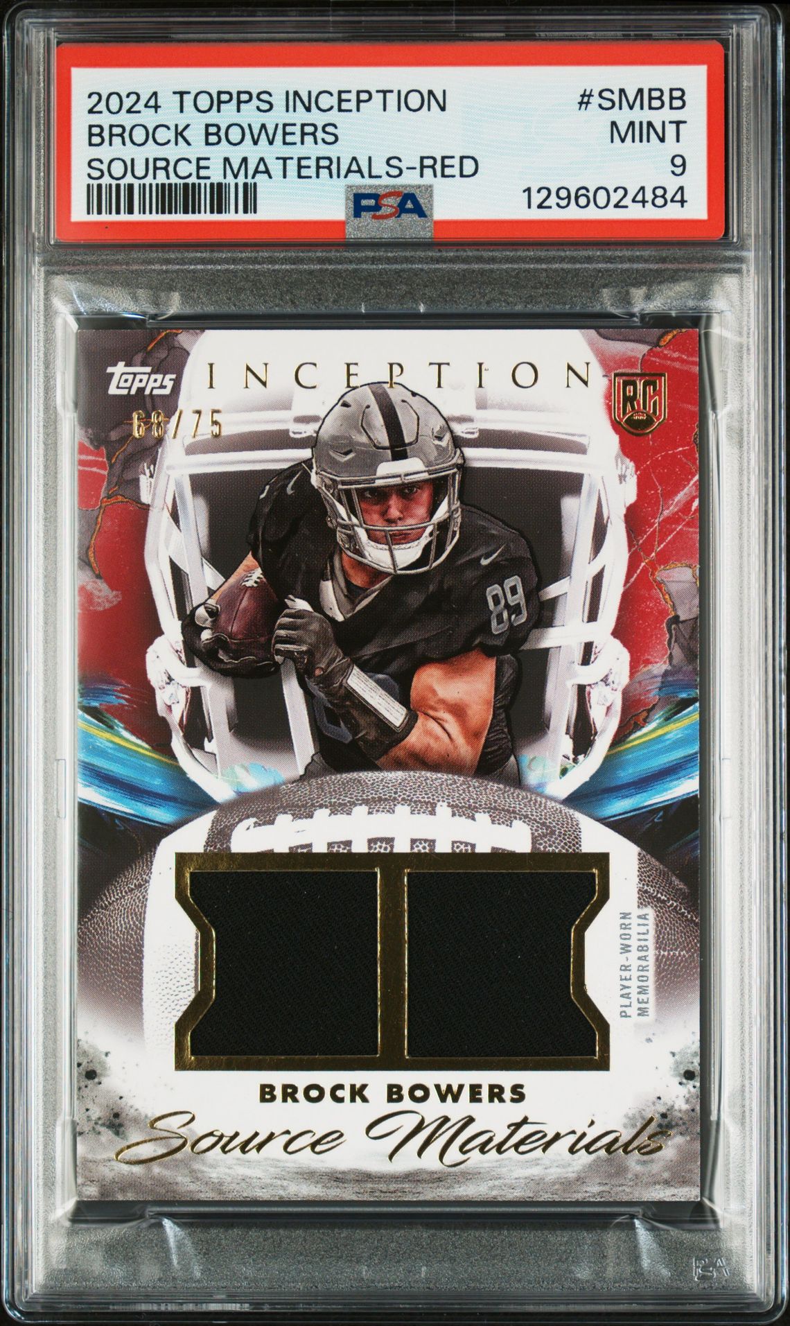 2024 Topps Inception Source Materials Brock Bowers #Smbb (Source Materials-Red) Mint 9 front