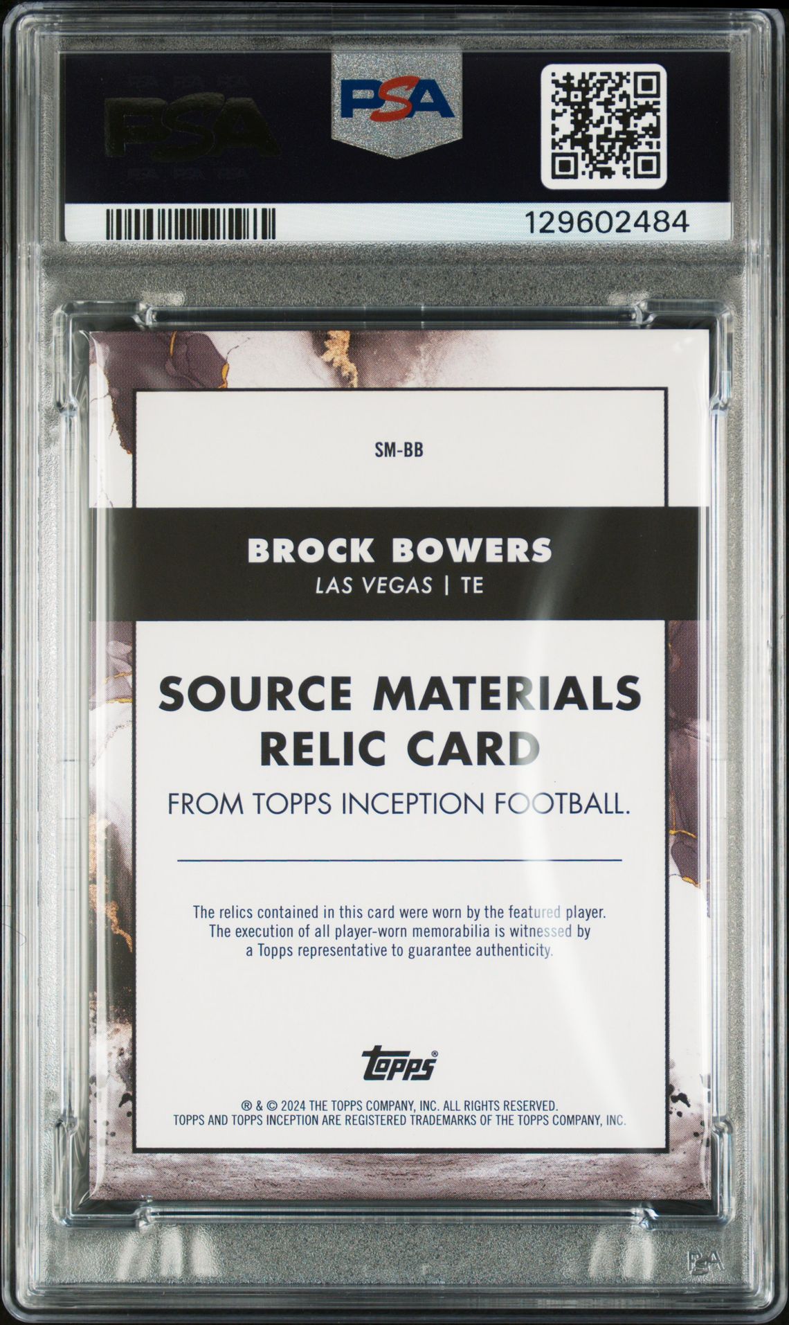 2024 Topps Inception Source Materials Brock Bowers #Smbb (Source Materials-Red) Mint 9 back