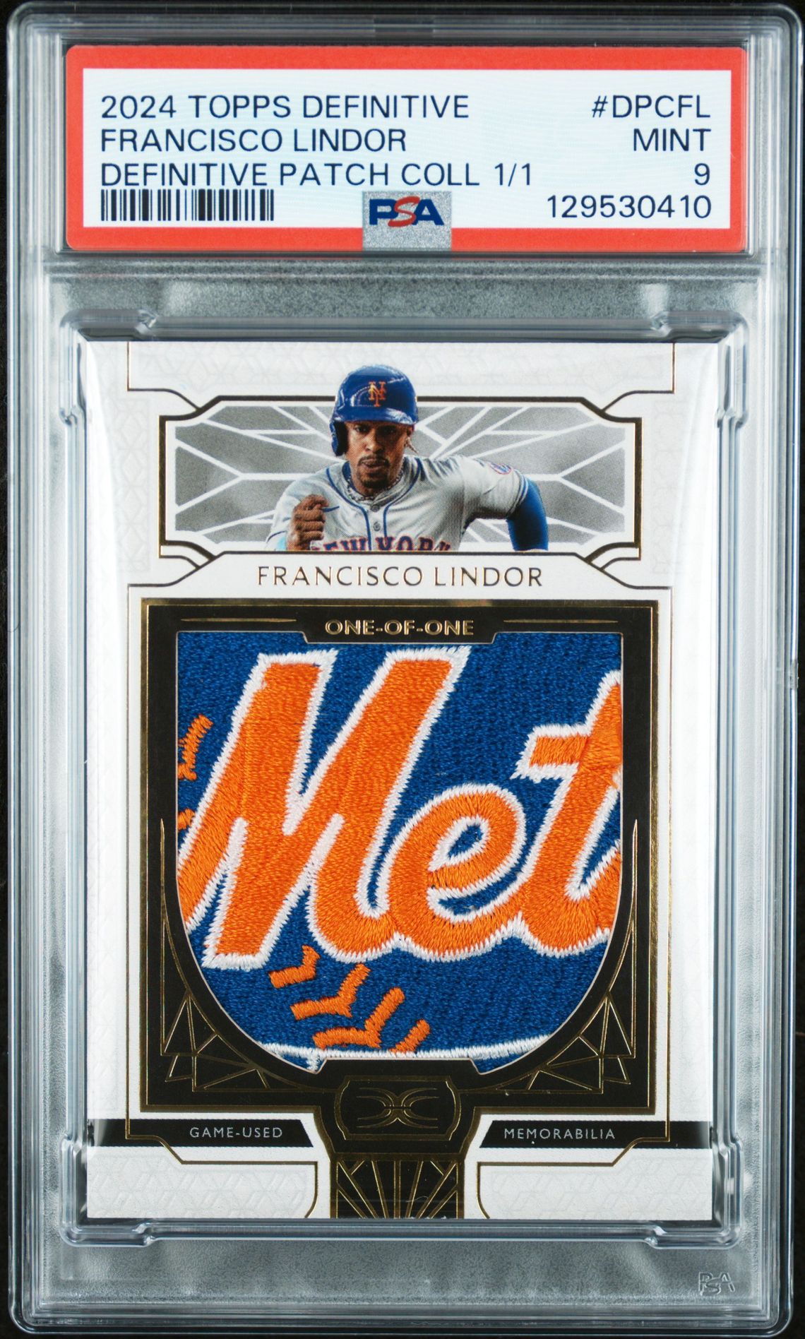 2024 Topps Definitive Collection Definitive Patch Collection 1/1 Francisco Lindor #Dpcfl Mint 9 front