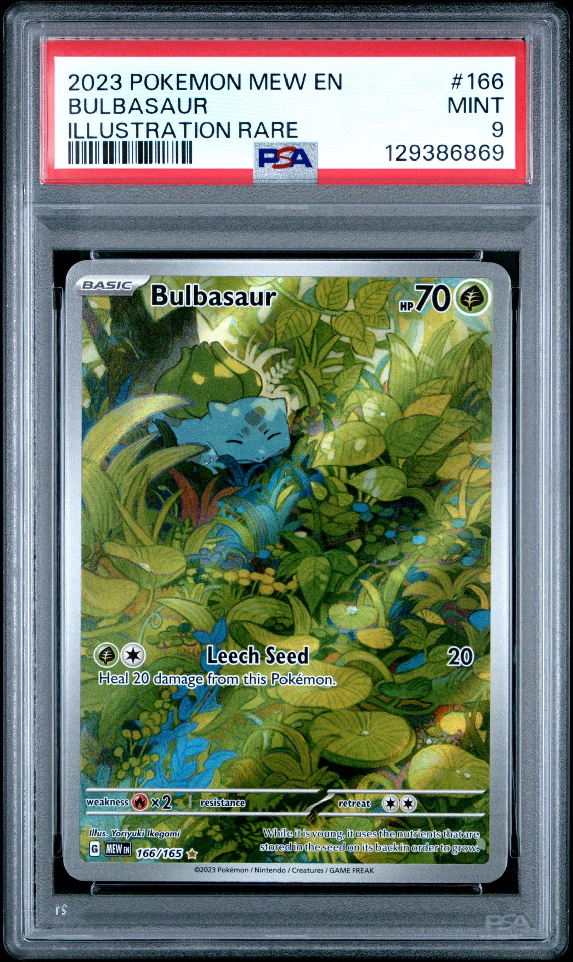 2023 Pokemon Mew En-151 Bulbasaur #166 (Illustration Rare) Mint 9 front