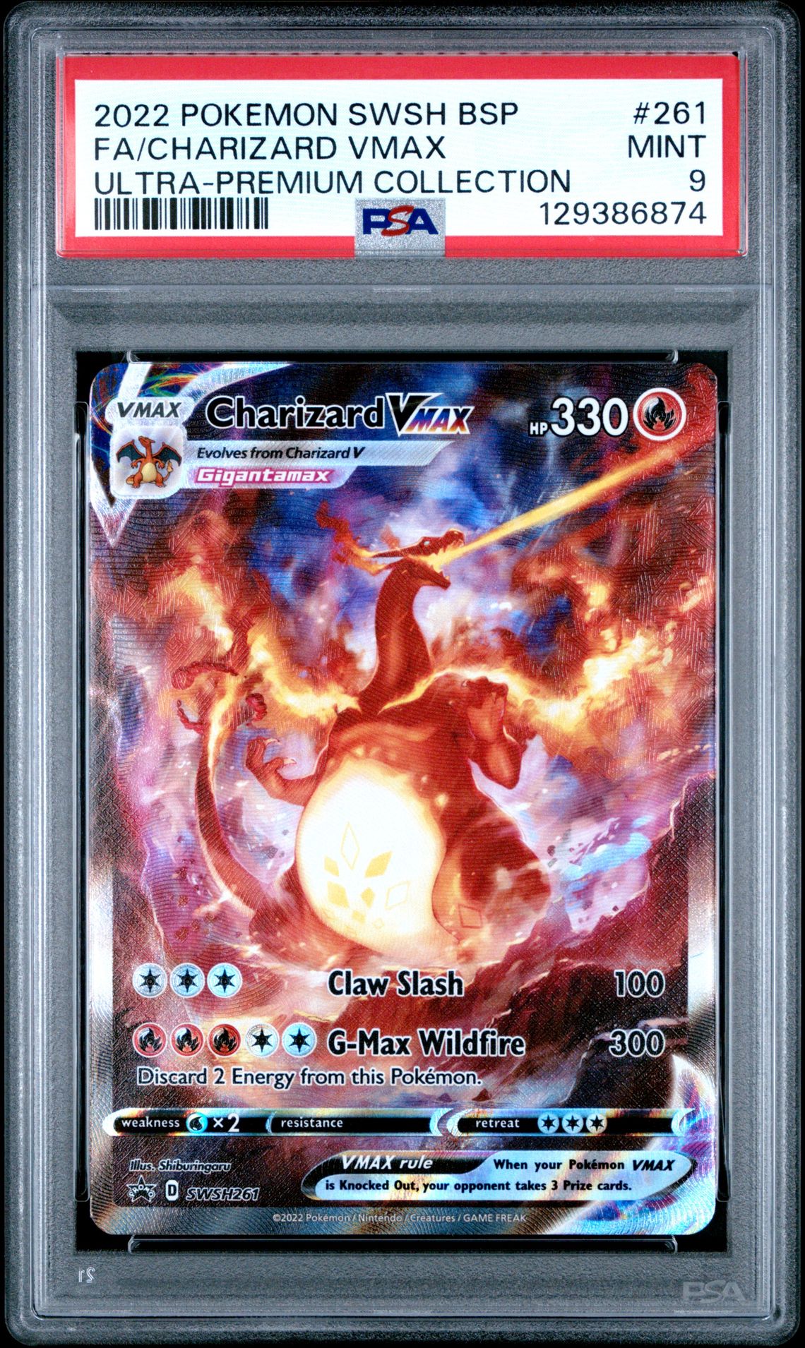 2022 Pokemon Swsh Black Star Promo Fa/Charizard Vmax #261 (Ultra-Premium Collection) Mint 9 front