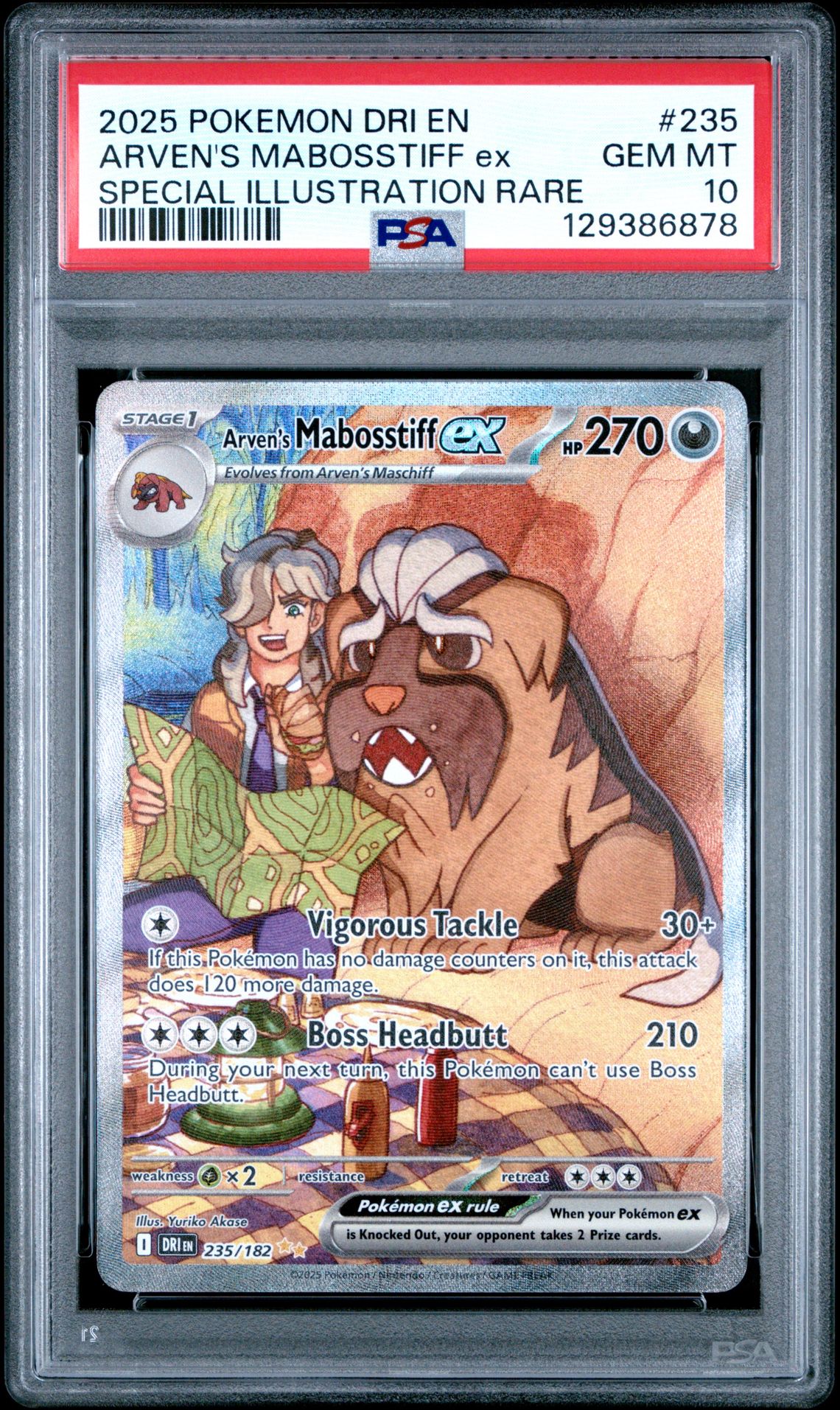 2025 Pokemon Dri En-Destined Rivals Arven's Mabosstiff Ex #235 (Special Illustration Rare) Gem Mt 10 front