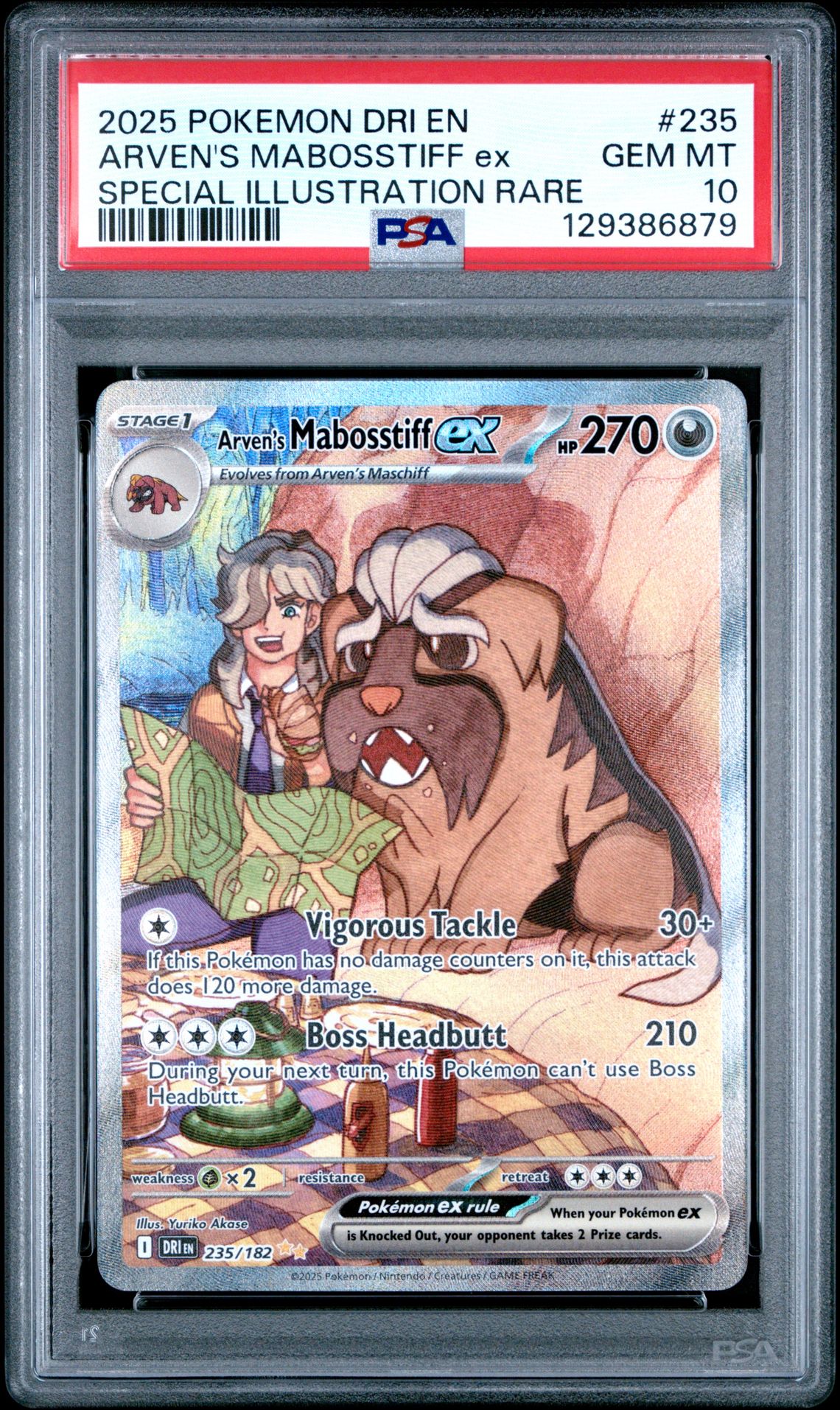 2025 Pokemon Dri En-Destined Rivals Arven's Mabosstiff Ex #235 (Special Illustration Rare) Gem Mt 10 front