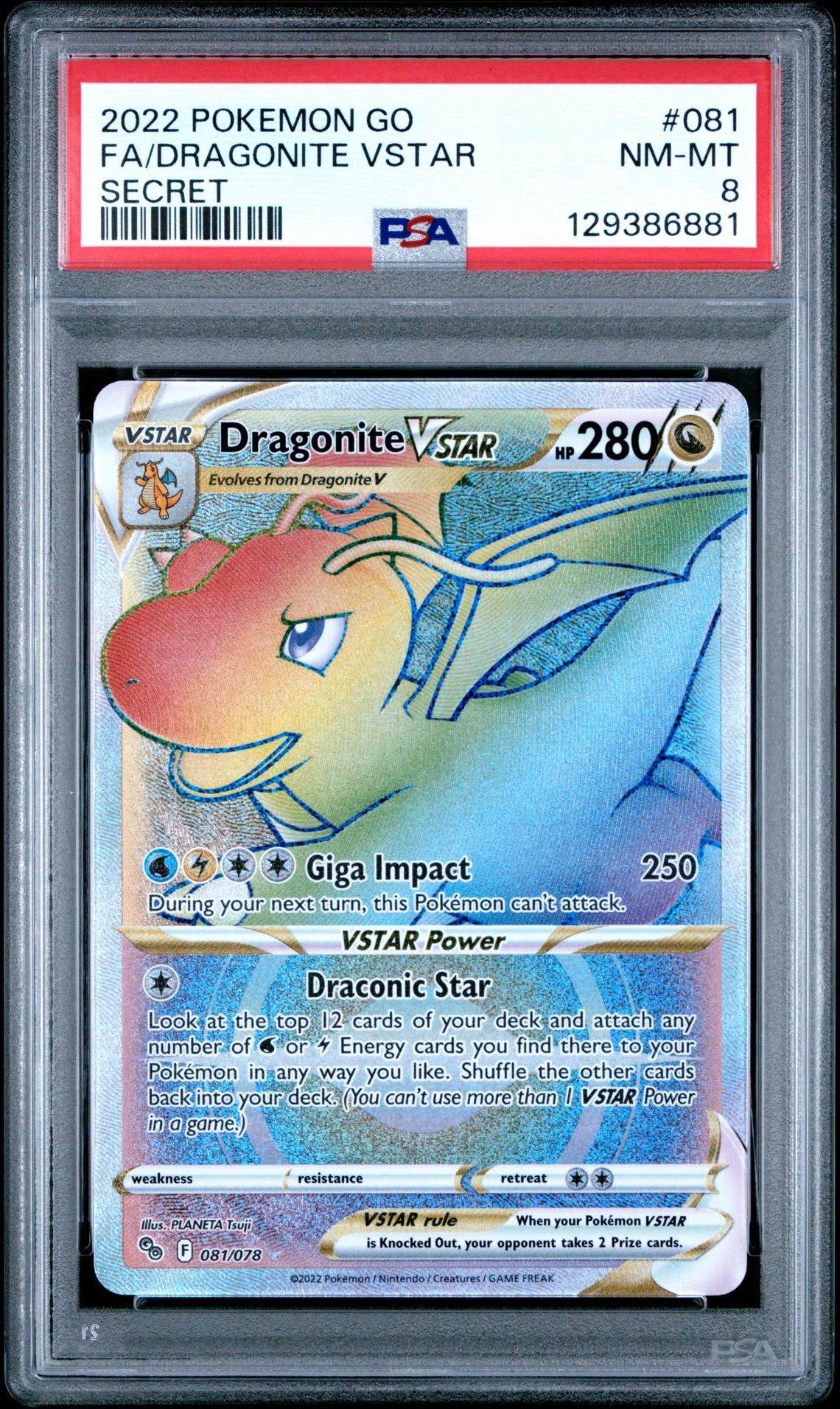 2022 Pokemon Go Fa/Dragonite Vstar #081 (Secret) Nm-Mt 8 front