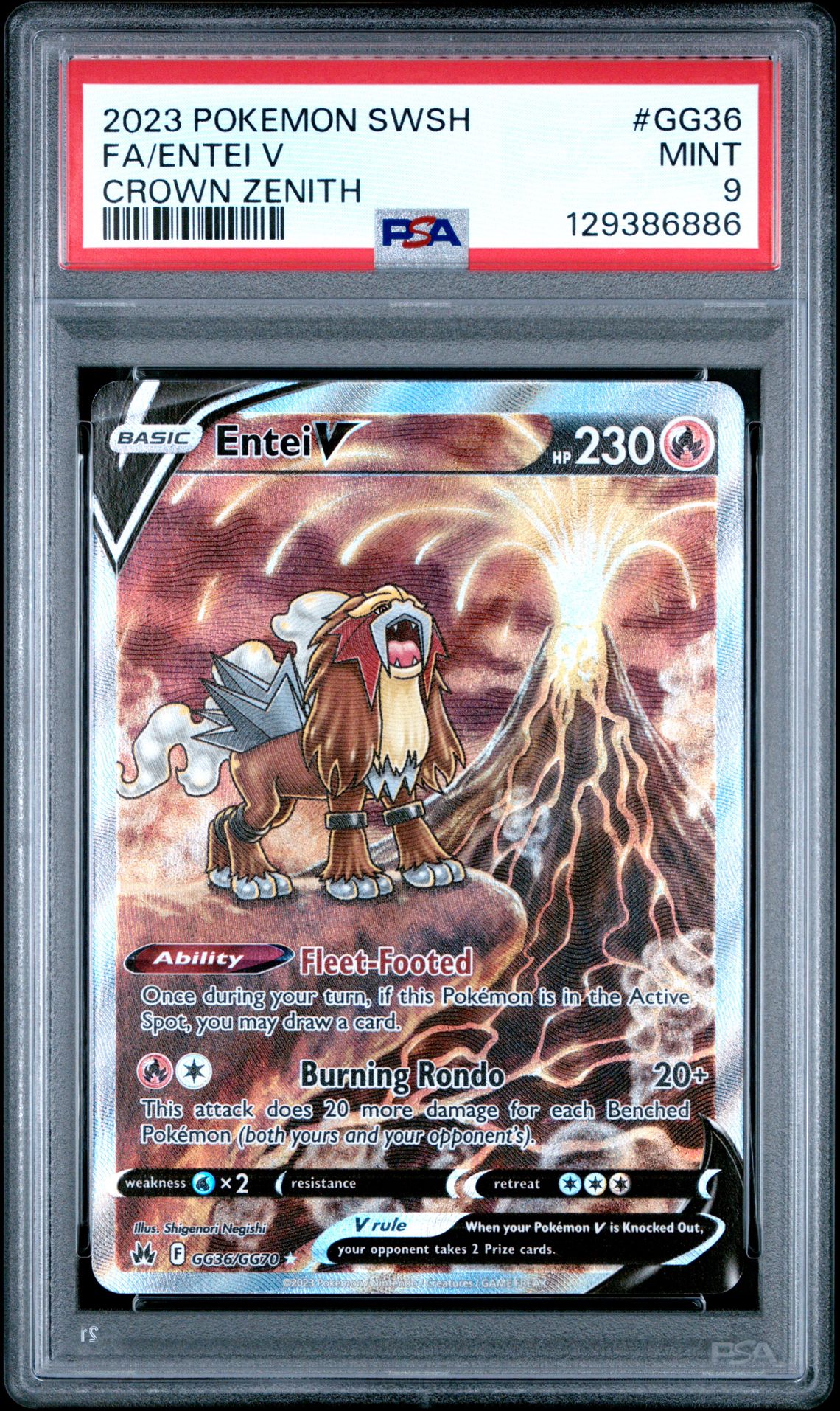 2023 Pokemon Sword And Shield Crown Zenith Fa/Entei V #Gg36 (Crown Zenith) Mint 9 front