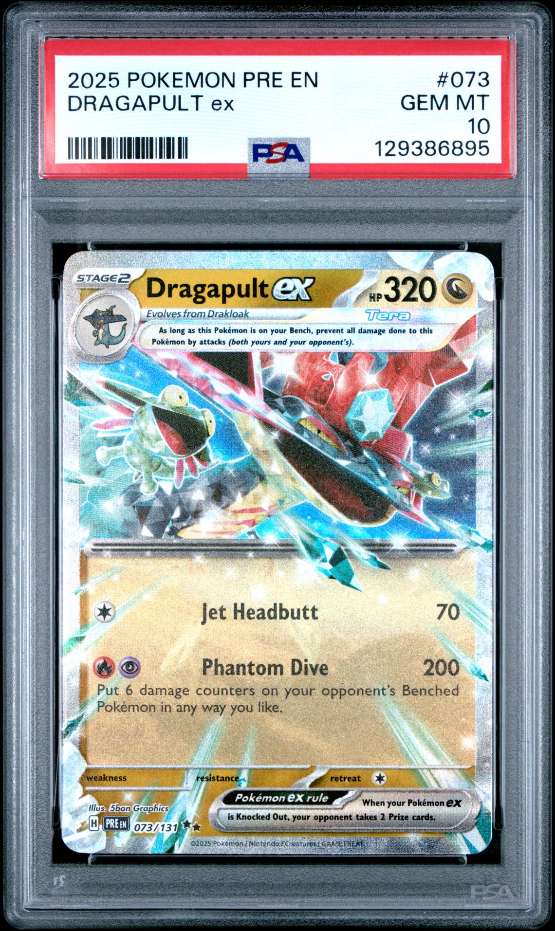 2025 Pokemon Pre En-Prismatic Evolutions Dragapult Ex #073 Gem Mt 10 front