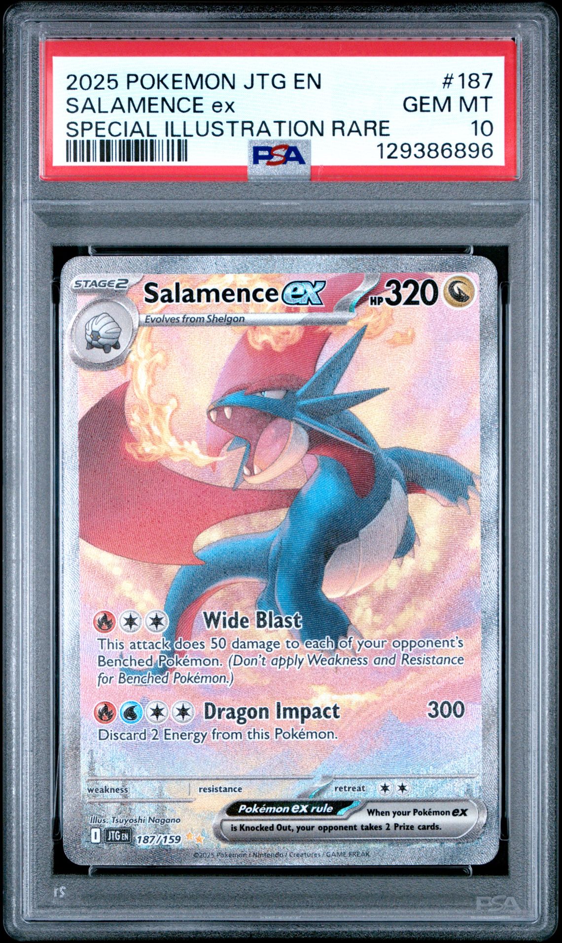 2025 Pokemon Jtg En-Journey Together Salamence Ex #187 (Special Illustration Rare) Gem Mt 10 front