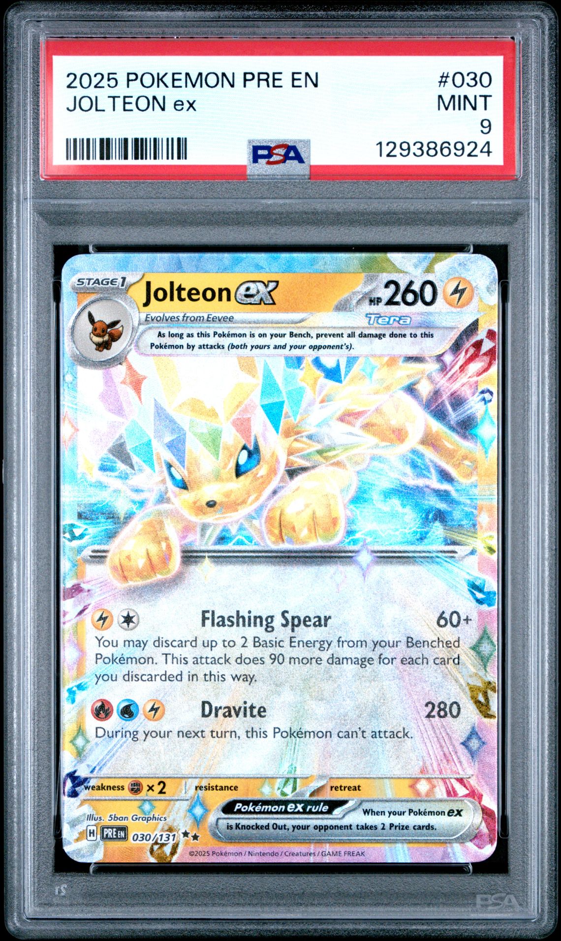 2025 Pokemon Pre En-Prismatic Evolutions Jolteon Ex #030 Mint 9 front