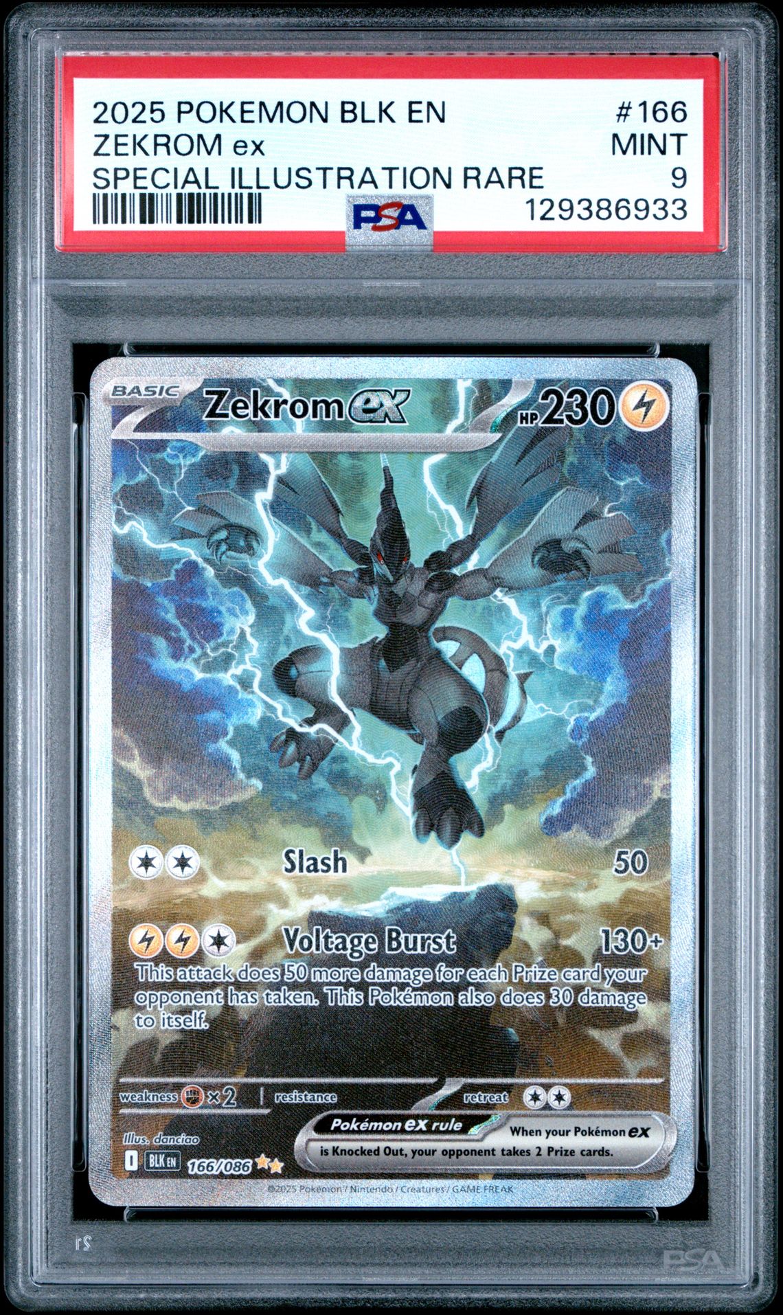 2025 Pokemon Blk En-Black Bolt Zekrom Ex #166 (Special Illustration Rare) Mint 9 front