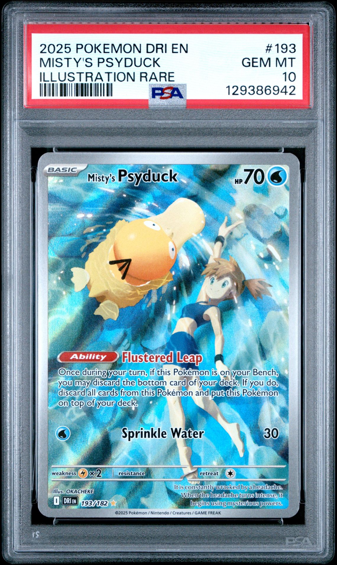 2025 Pokemon Dri En-Destined Rivals Misty's Psyduck #193 (Illustration Rare) Gem Mt 10 front