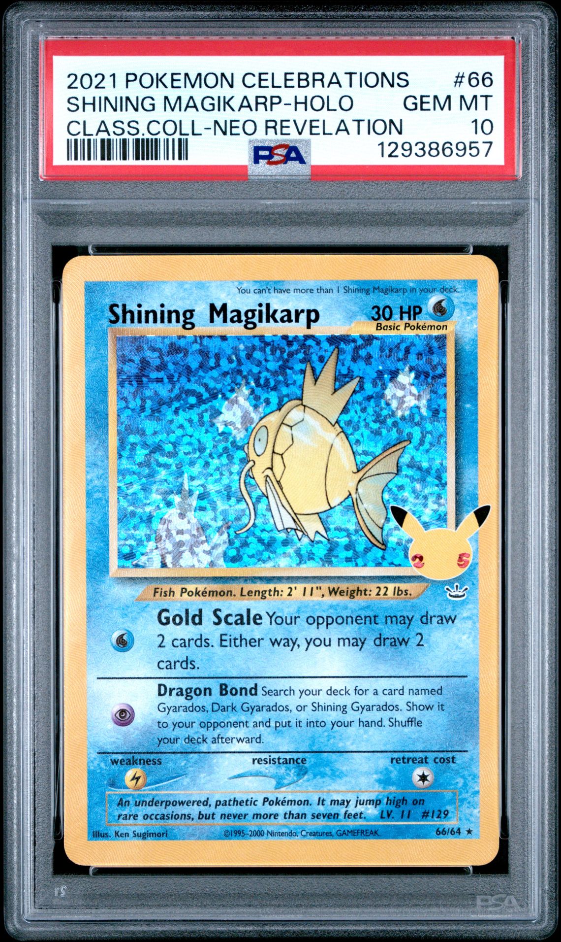 2021 Pokemon Celebrations Classic Collection Shining Magikarp-Holo #66 (Class.coll-Neo Revelation) Gem Mt 10 front