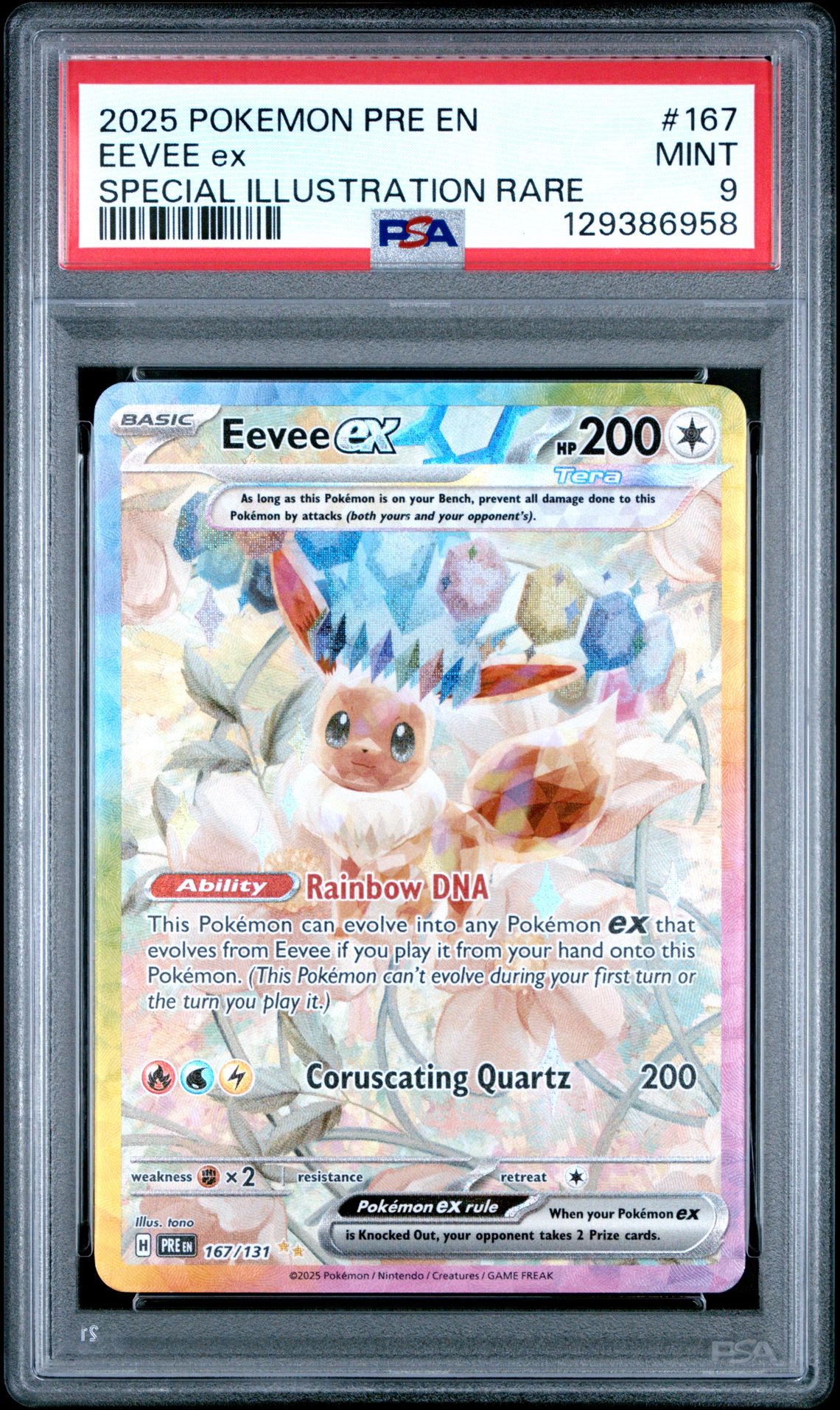 2025 Pokemon Pre En-Prismatic Evolutions Eevee Ex #167 (Special Illustration Rare) Mint 9 front