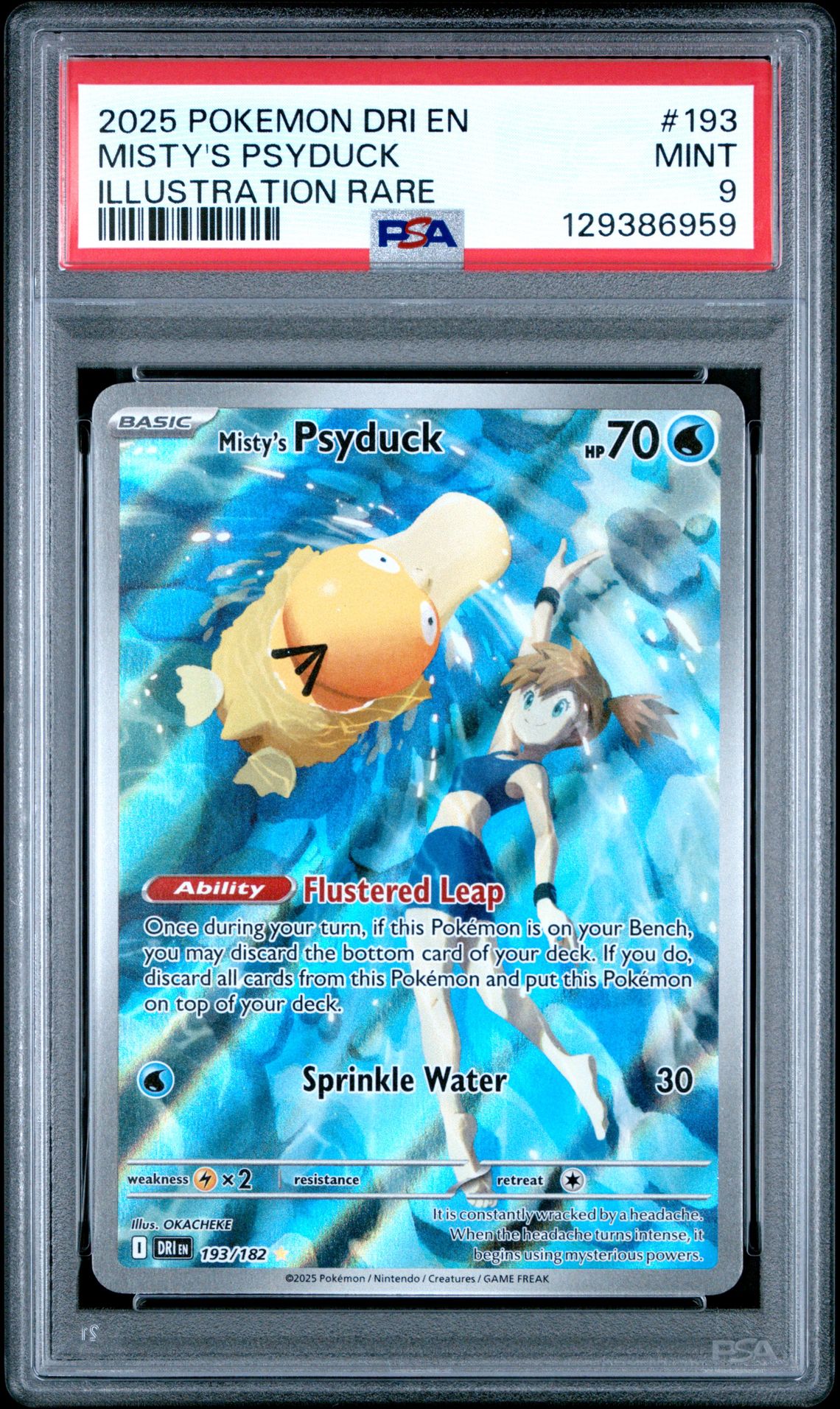 2025 Pokemon Dri En-Destined Rivals Misty's Psyduck #193 (Illustration Rare) Mint 9 front