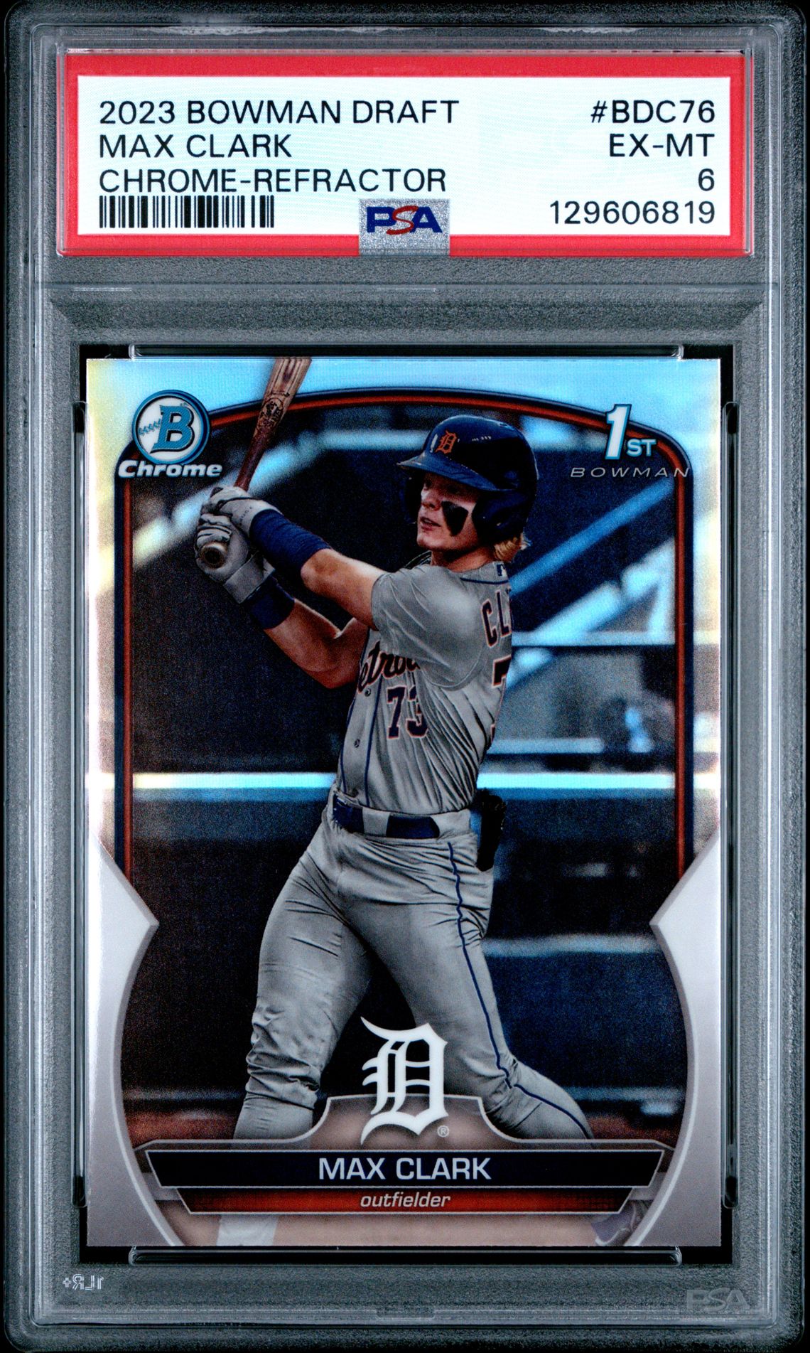 2023 Bowman Draft Max Clark #Bdc76 (Chrome-Refractor) Ex-Mt 6 front