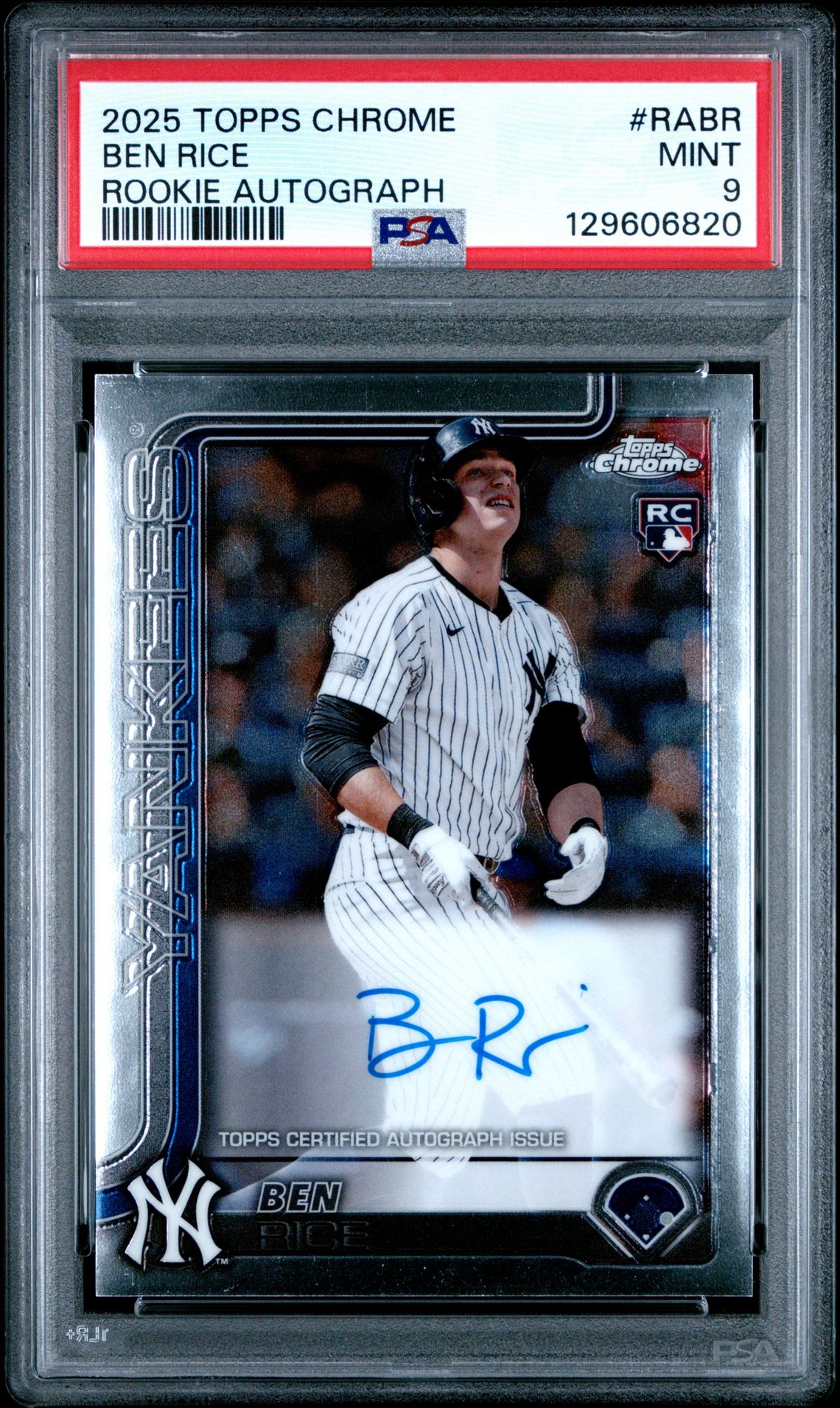 2025 Topps Chrome Rookie Autographs Ben Rice #Rabr Mint 9 front