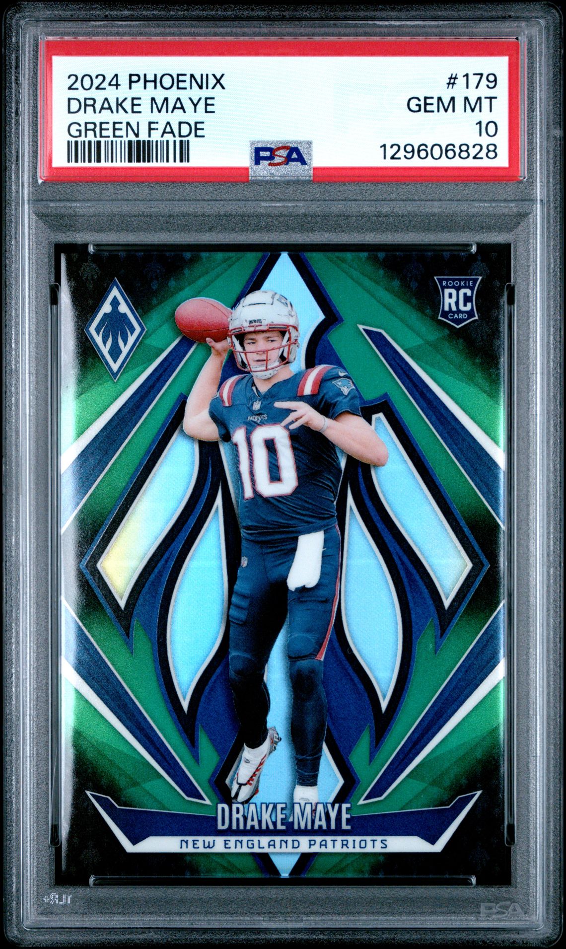 2024 Panini Phoenix Drake Maye #179 (Green Fade) Gem Mt 10 front