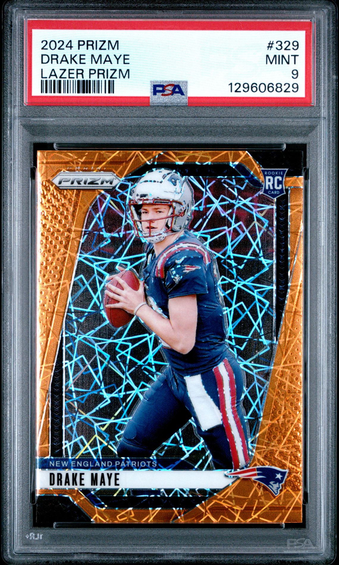 2024 Panini Prizm Drake Maye #329 (Lazer Prizm) Mint 9 front