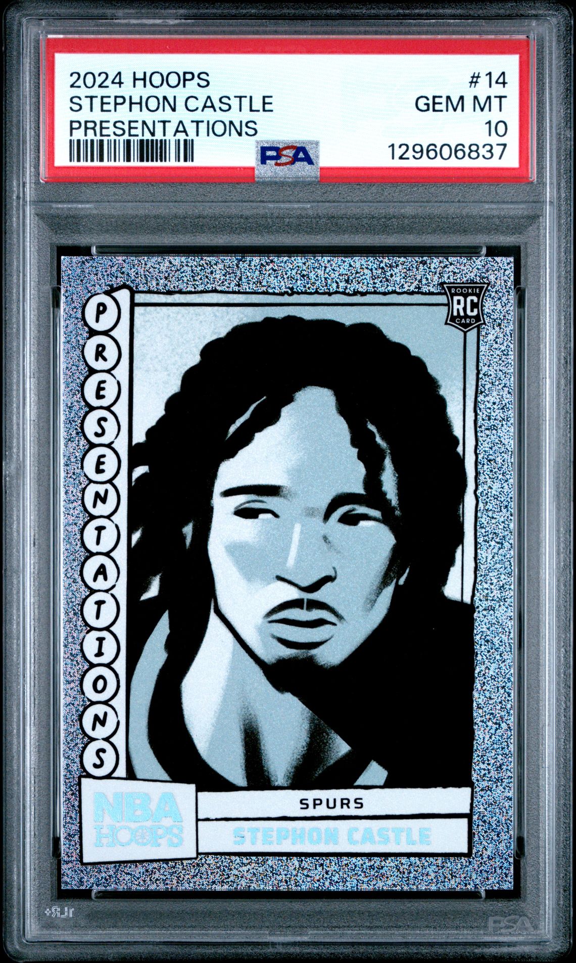 2024 Panini Nba Hoops Presentations Stephon Castle #14 Gem Mt 10 front