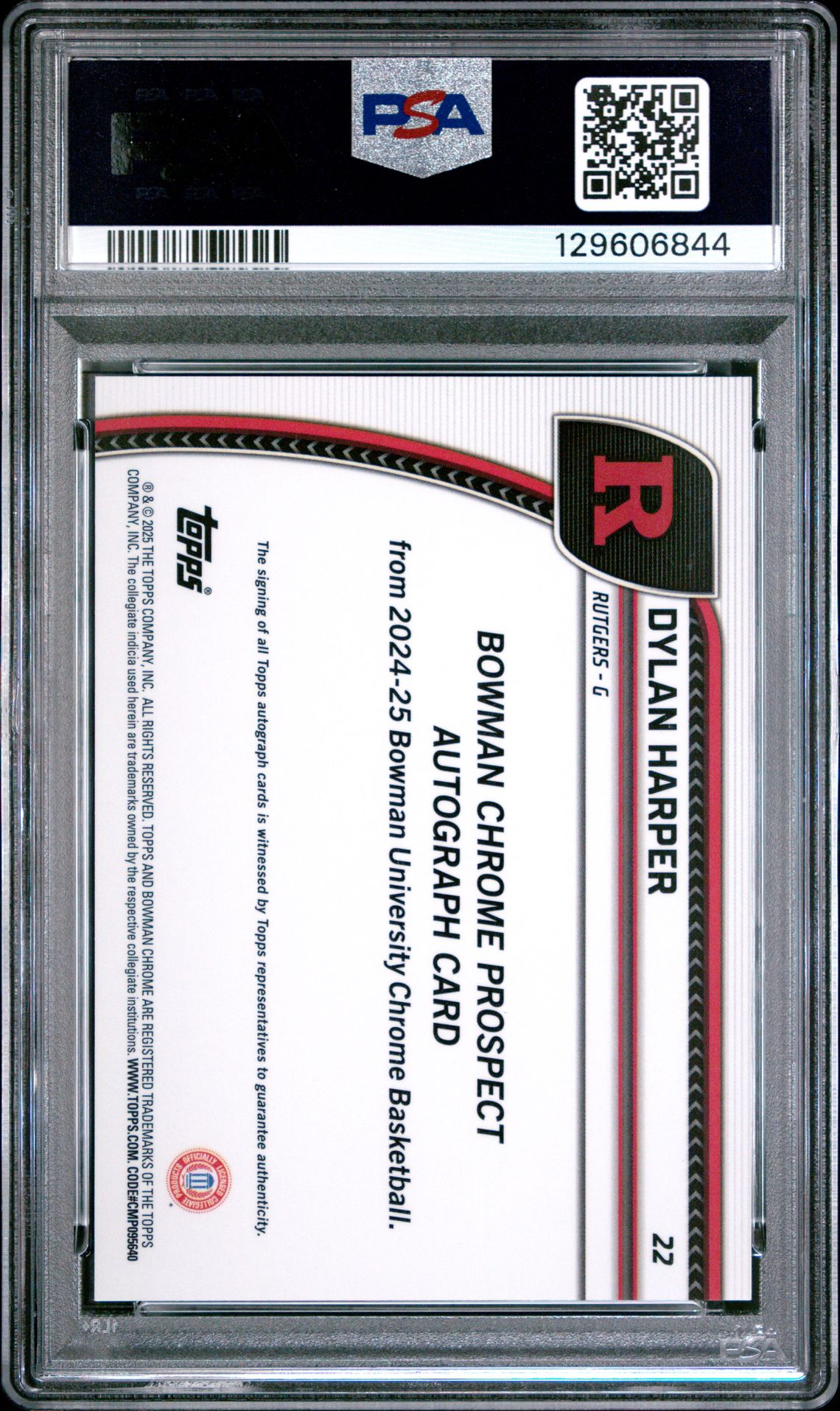 2024 Bowman Chrome University Dylan Harper #22 (Autograph-Green Shimmer) Mint 9 back