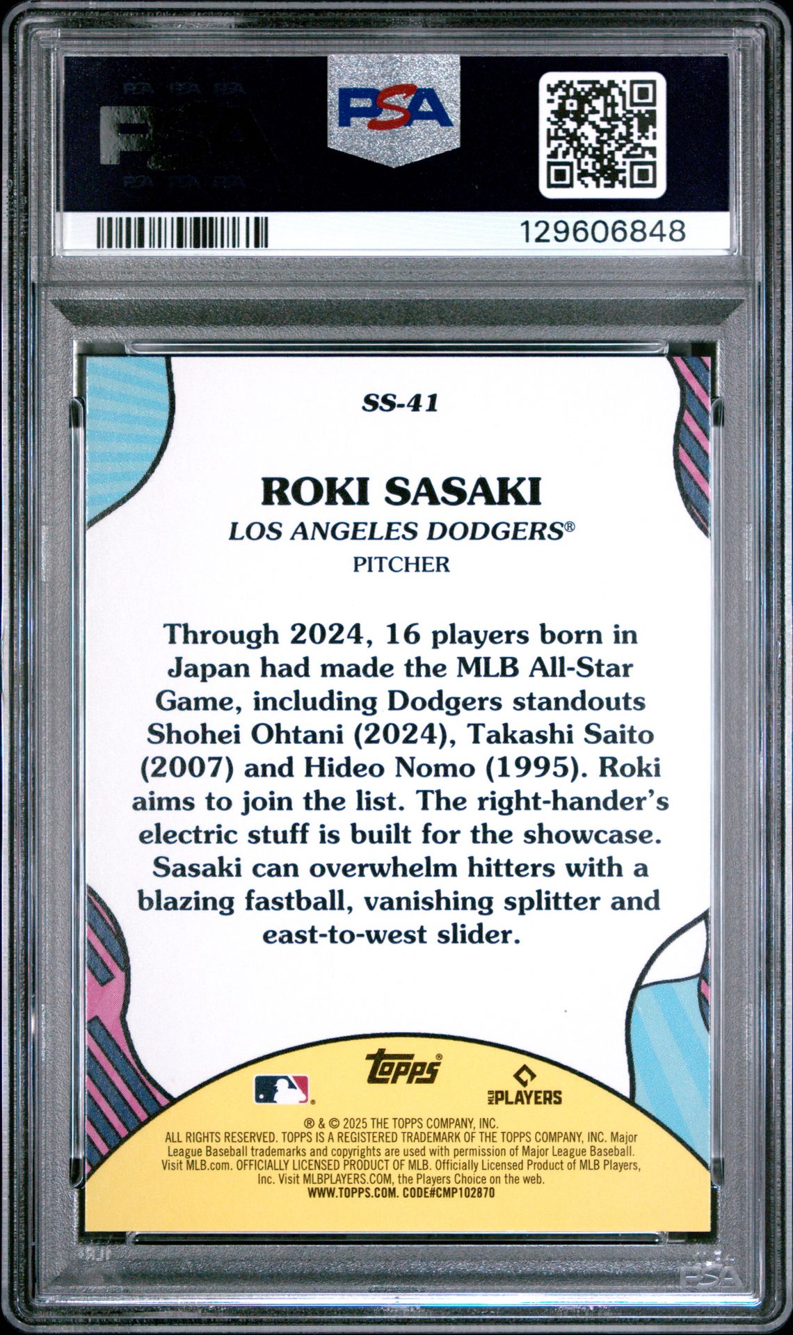2025 Topps Summer Superstars Roki Sasaki #Ss41 Mint 9 back