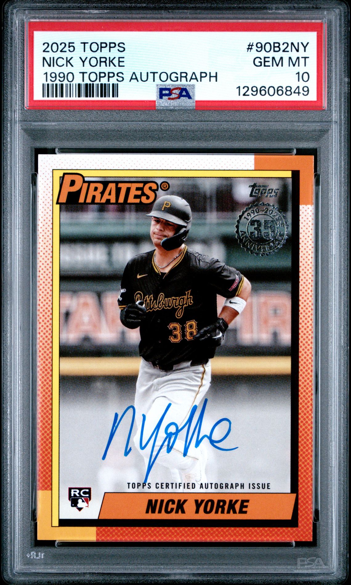 2025 Topps 1990 Topps Baseball Autographs Nick Yorke #90B2Ny (Series 2) Gem Mt 10 front