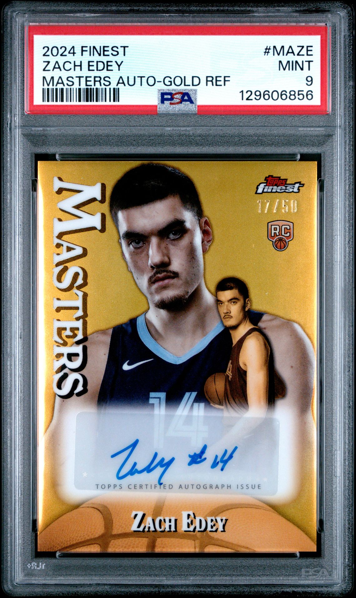 2024 Topps Finest Masters Autograph Zach Edey #Maze (Masters Auto-Gold Ref) Mint 9 front