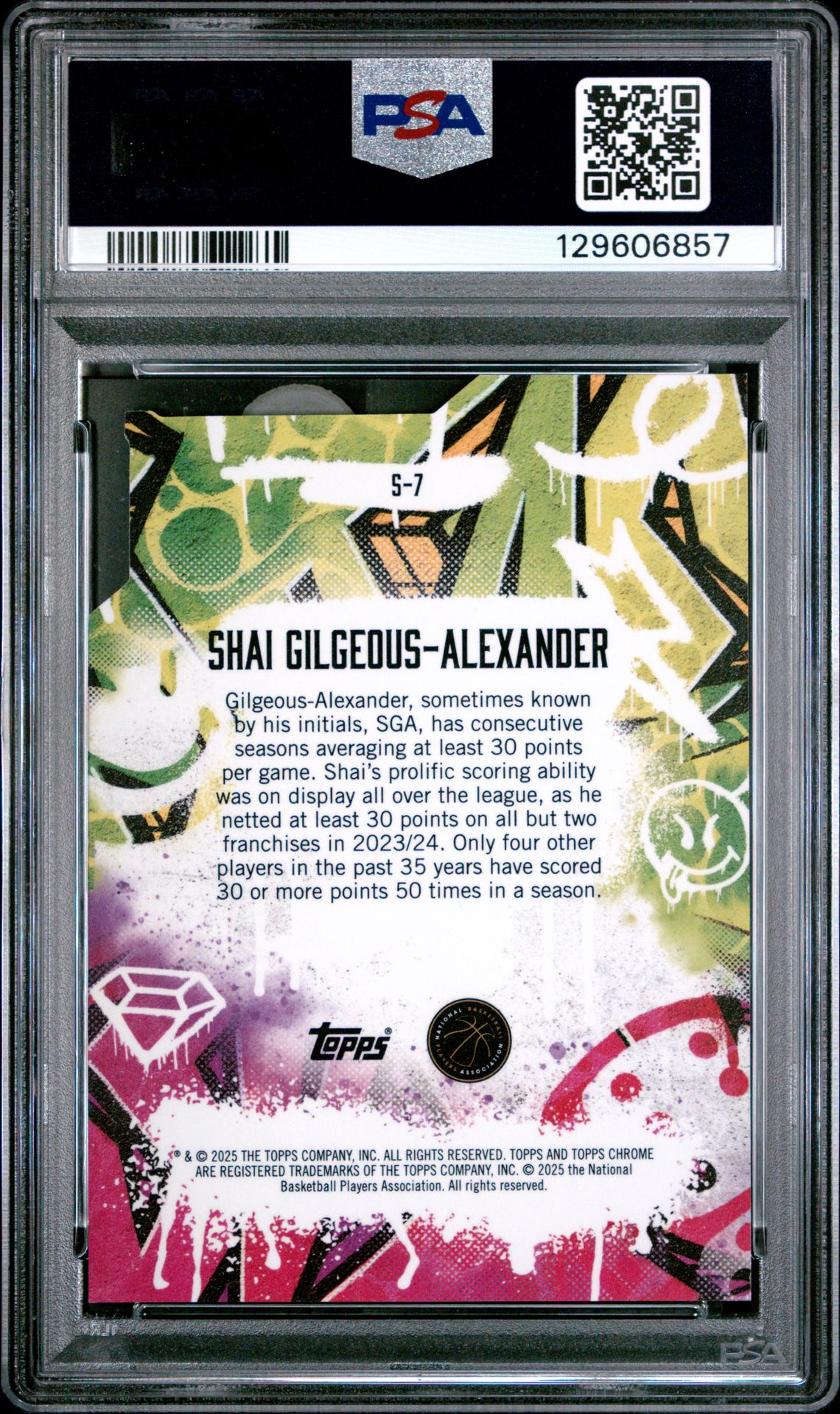 2024 Topps Finest Showstoppers S. Gilgeous-Alexander #S7 (Showstoppers-Gold Geo) Gem Mt 10 back