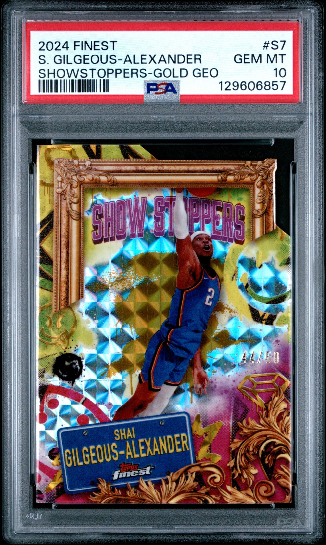 2024 Topps Finest Showstoppers S. Gilgeous-Alexander #S7 (Showstoppers-Gold Geo) Gem Mt 10 front