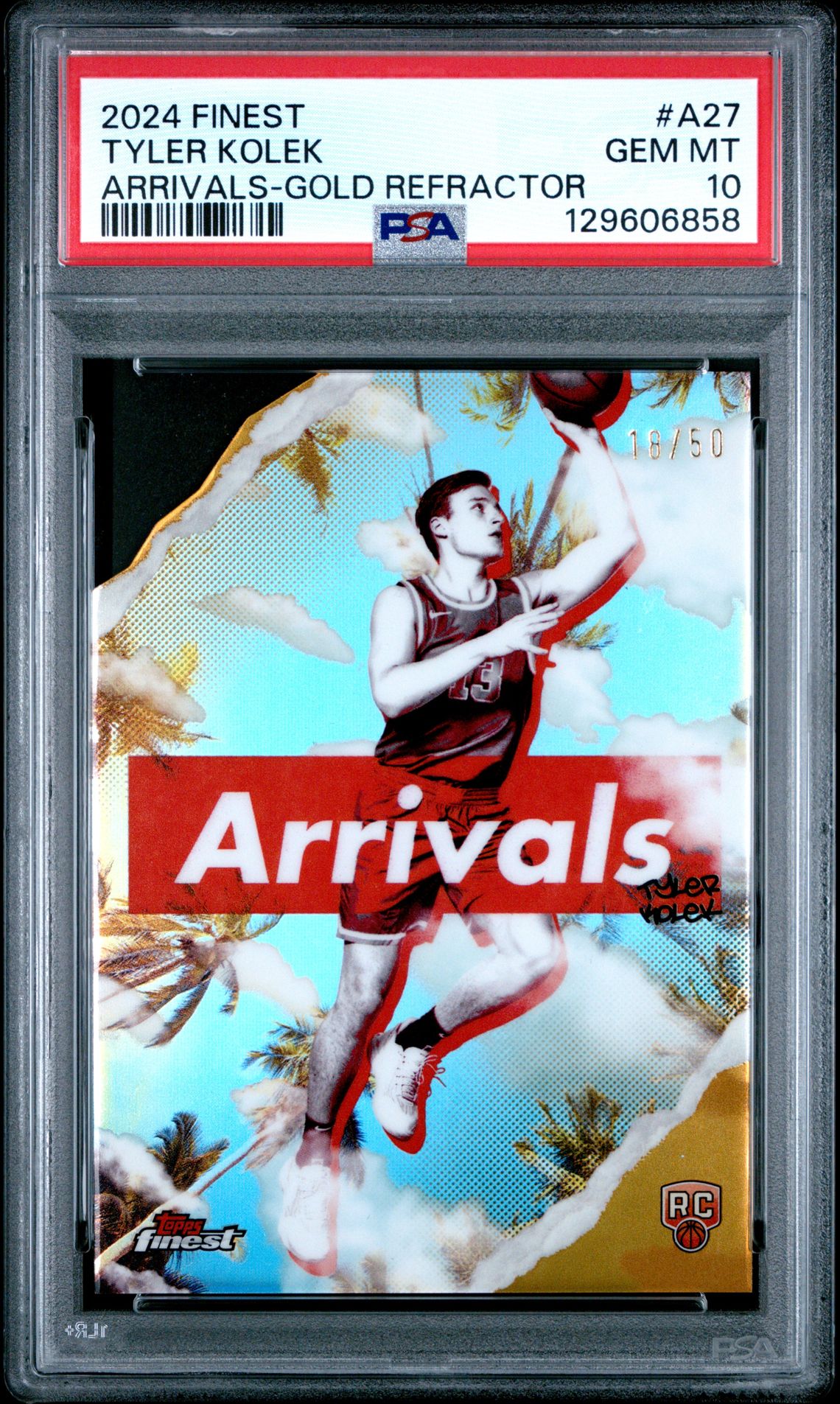 2024 Topps Finest Arrivals Tyler Kolek #A27 (Arrivals-Gold Refractor) Gem Mt 10 front