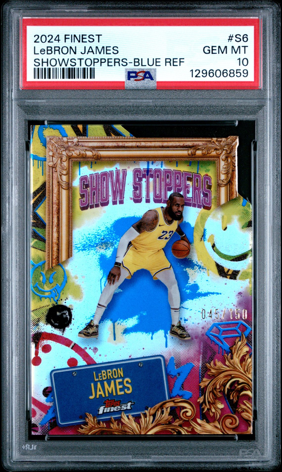 2024 Topps Finest Showstoppers Lebron James #S6 (Showstoppers-Blue Ref) Gem Mt 10 front