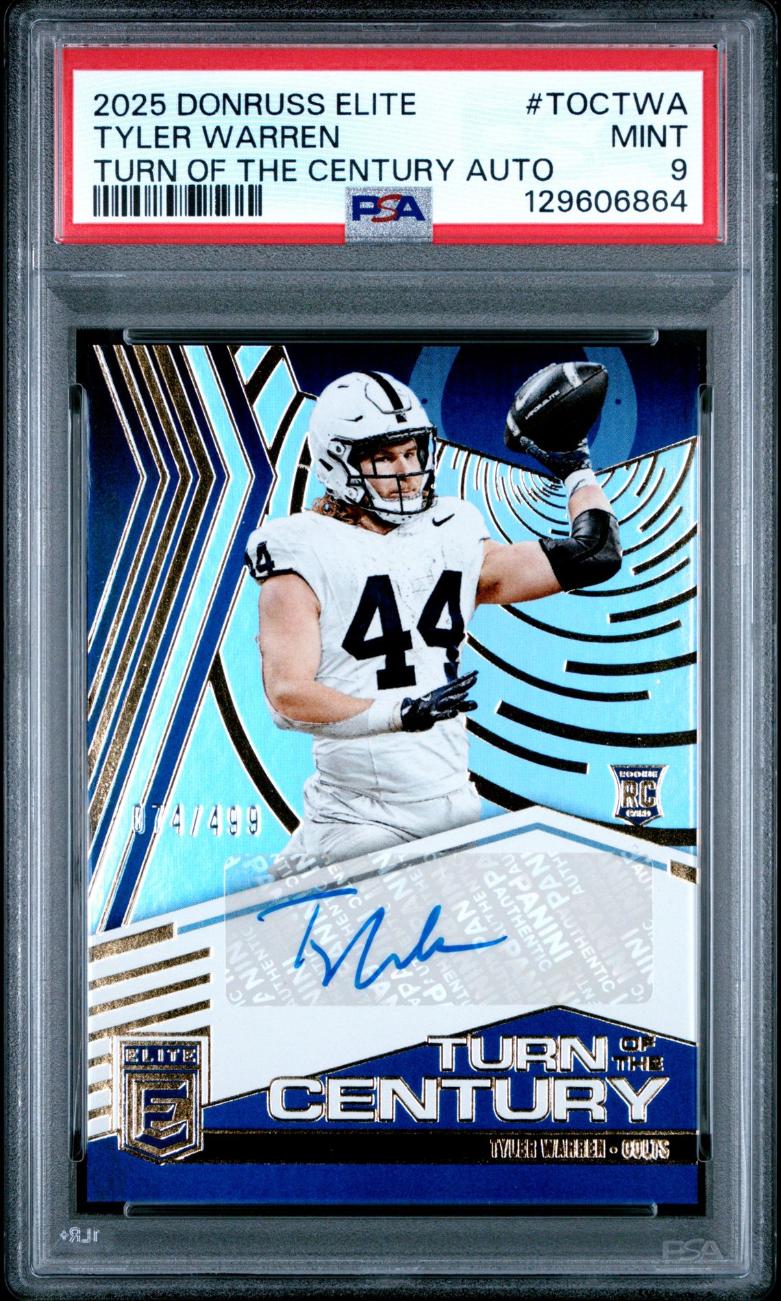 2025 Panini Donruss Elite Turn Of The Century Autographs Tyler Warren #Toctwa (Turn Of The Century Auto) Mint 9 front