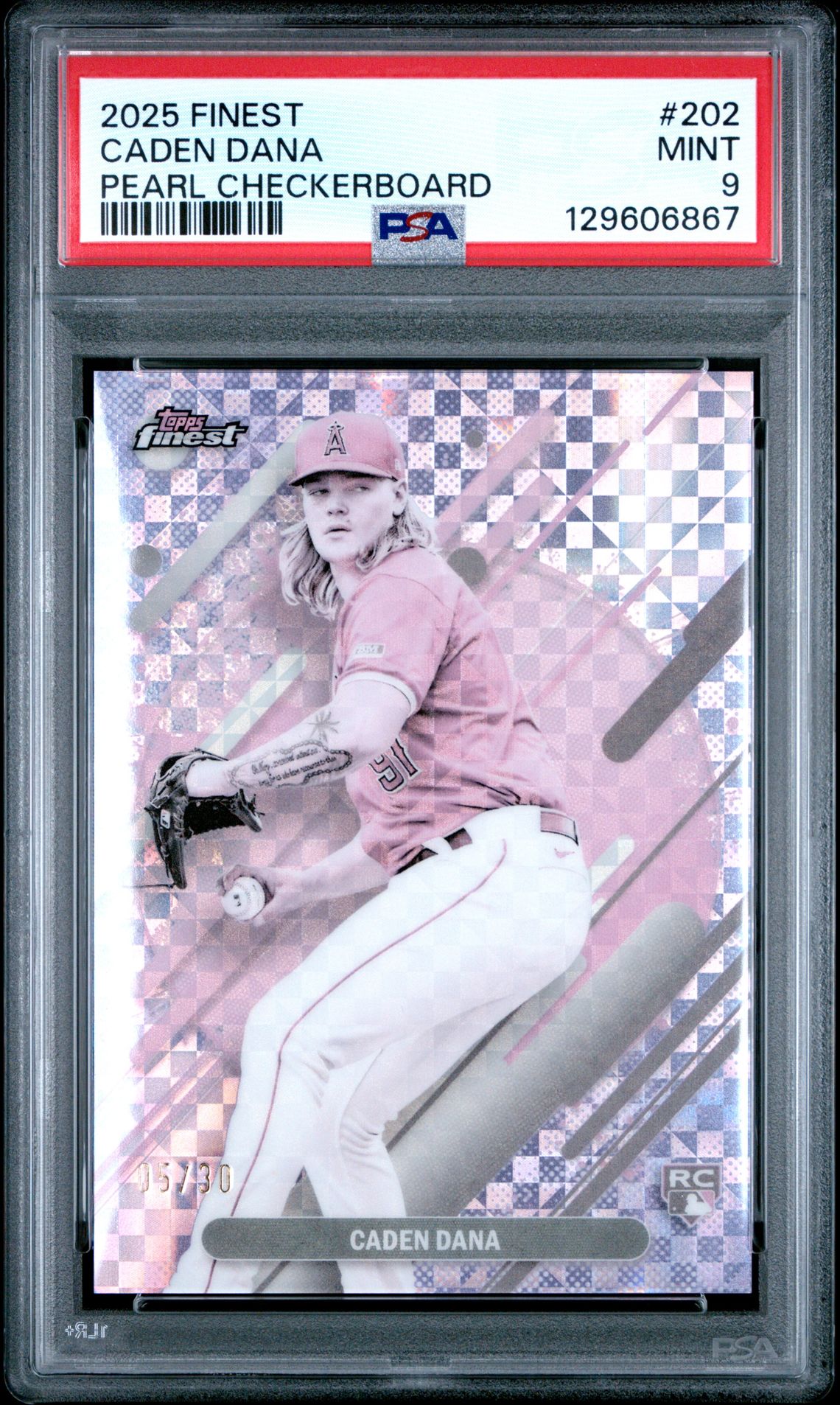 2025 Topps Finest Caden Dana #202 (Pearl Checkerboard) Mint 9 front