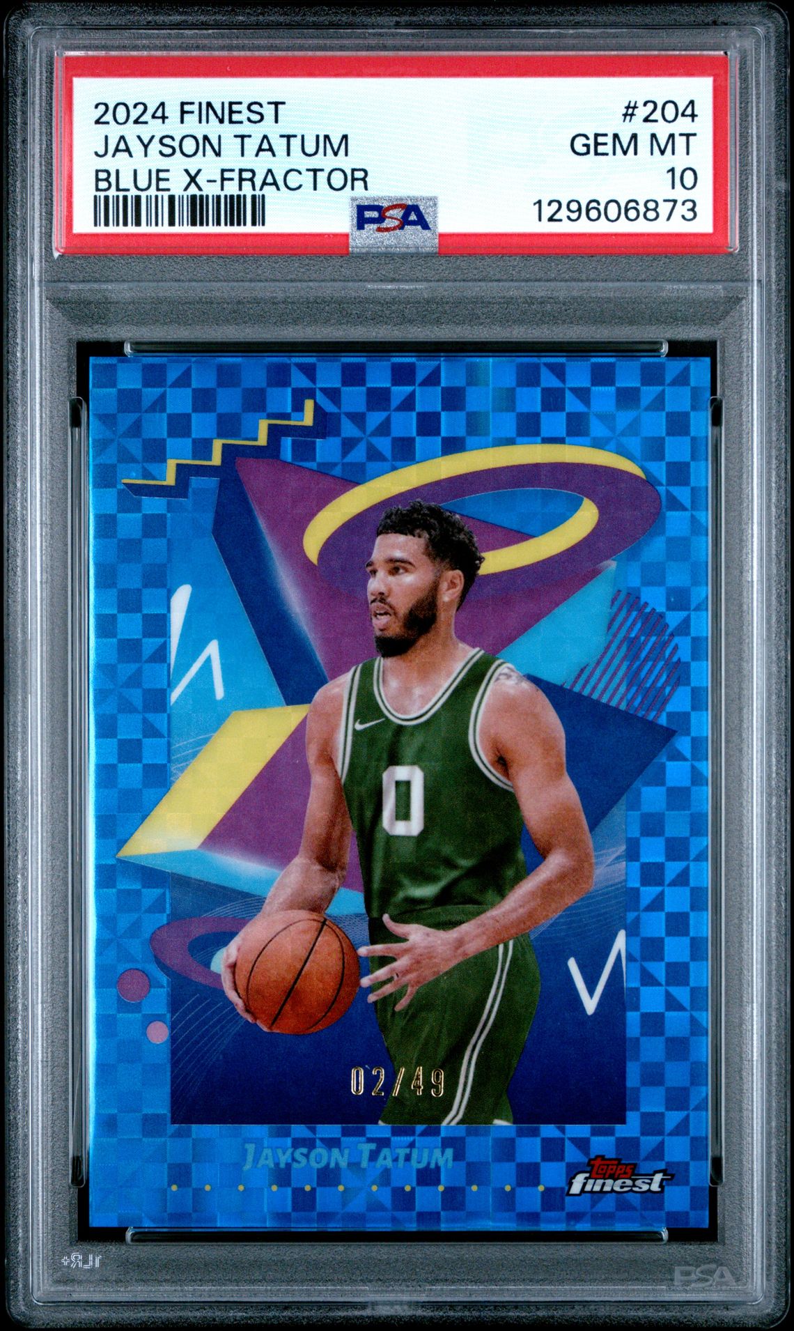 2024 Topps Finest Jayson Tatum #204 (Blue X-Fractor) Gem Mt 10 front
