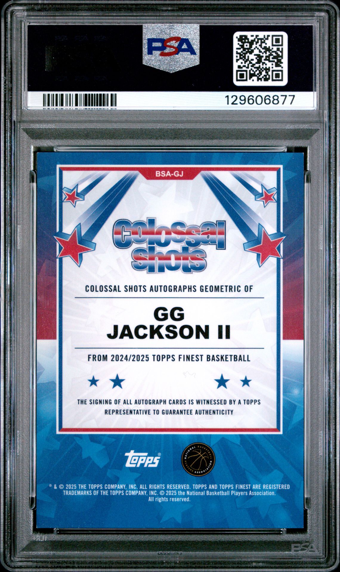 2024 Topps Finest Colossal Shots Autographs Gg Jackson Ii #Bsagj (Colossal Shots Au-Blue Geo) Mint 9 back