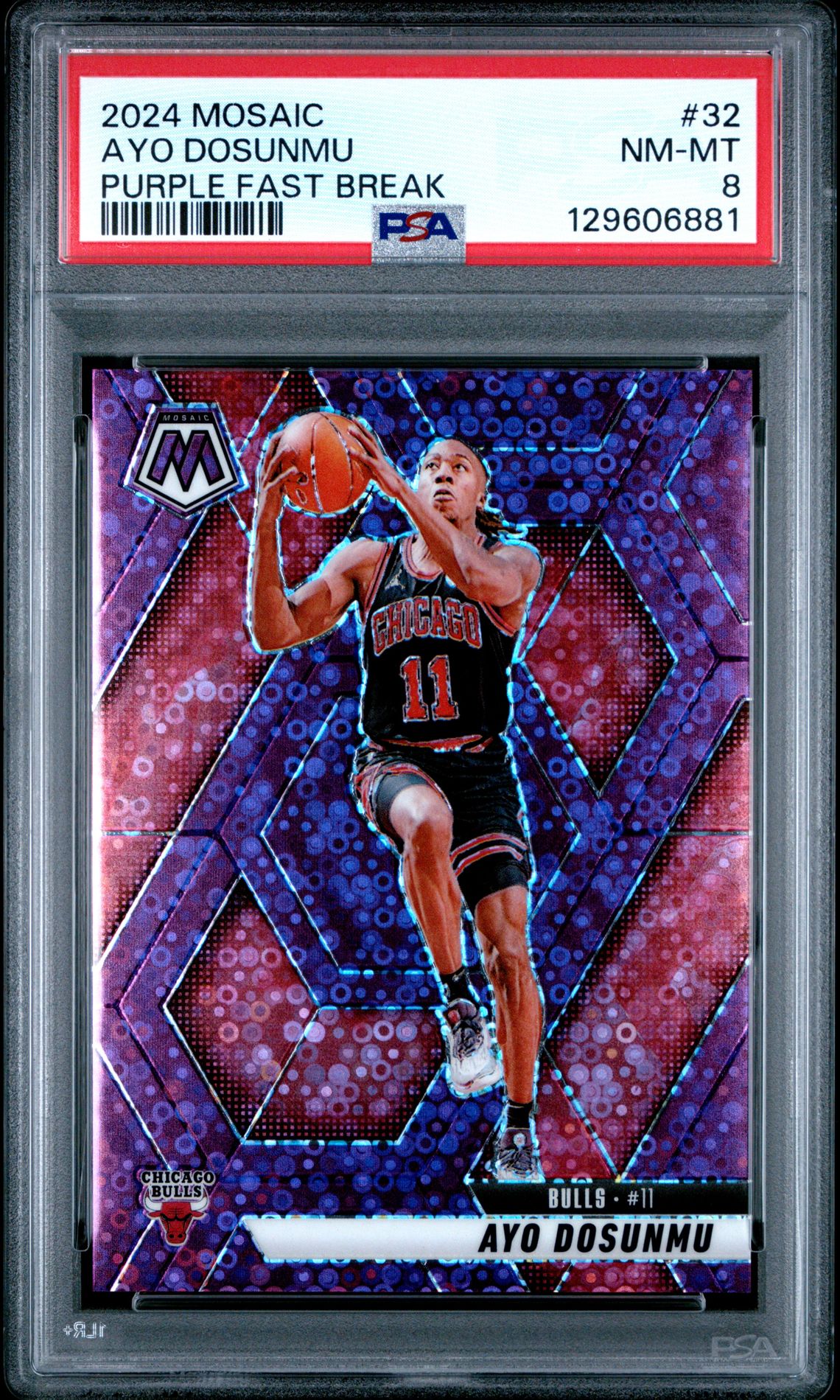 2024 Panini Mosaic Ayo Dosunmu #32 (Purple Fast Break) Nm-Mt 8 front