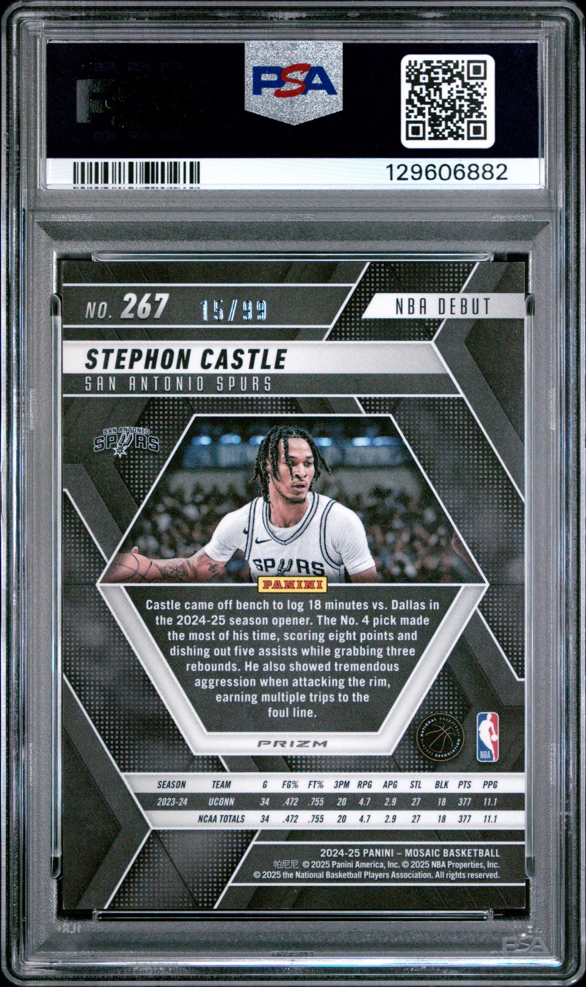 2024 Panini Mosaic Stephon Castle #267 (Red Fast Break) Mint 9 back