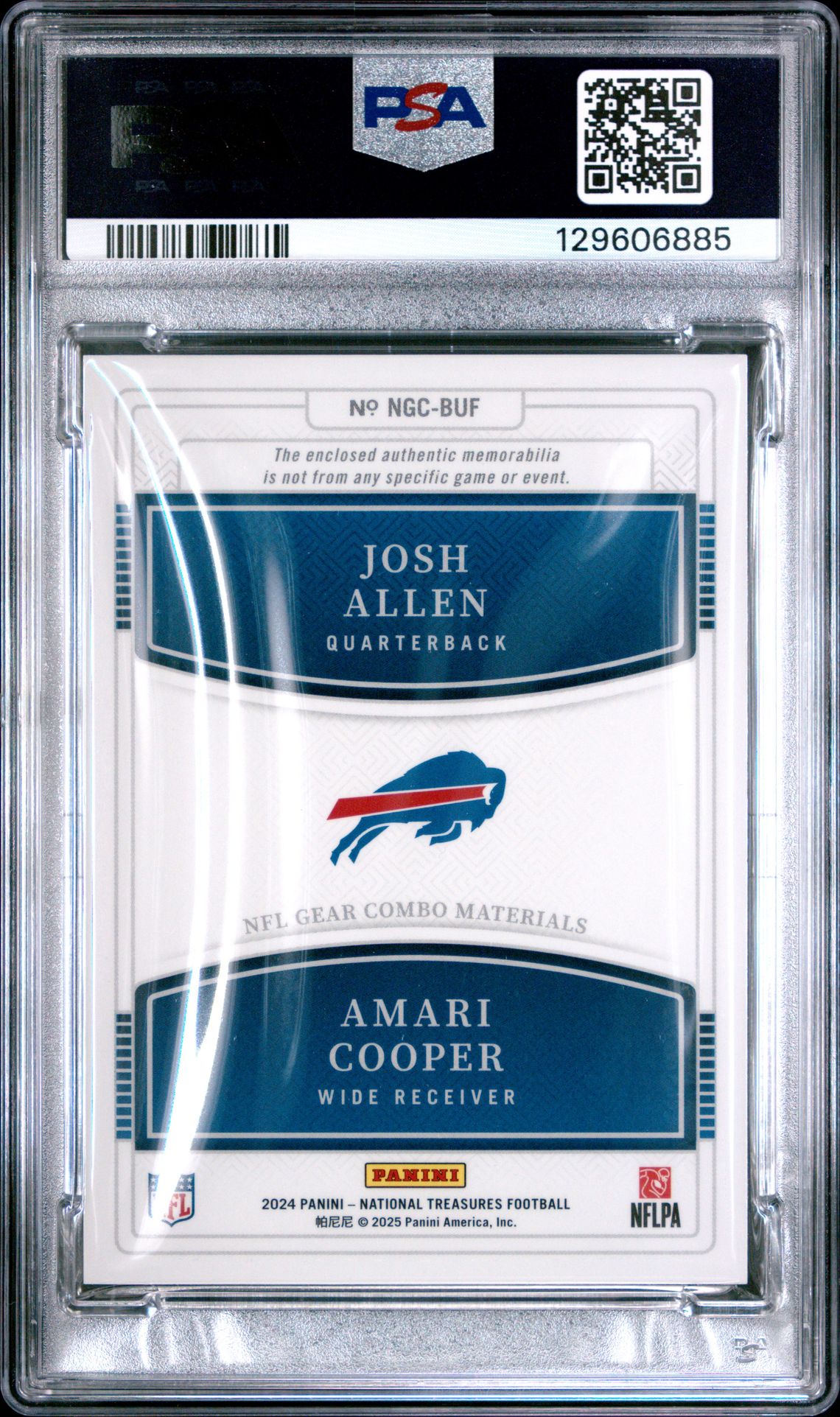 2024 Panini National Treasures Nfl Gear Combo Materials Allen/Cooper #Buf (Nfl Gear Cmb Mat-Holo Slv) Mint 9 back
