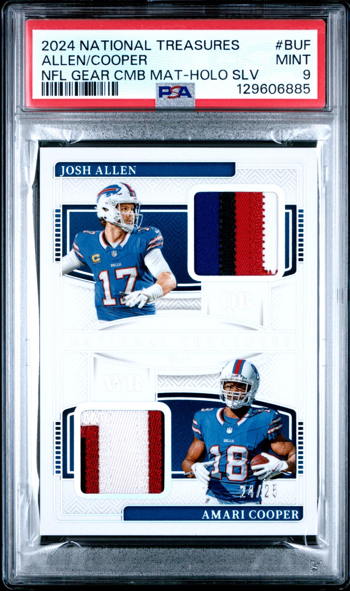 2024 Panini National Treasures Nfl Gear Combo Materials Allen/Cooper #Buf (Nfl Gear Cmb Mat-Holo Slv) Mint 9 front