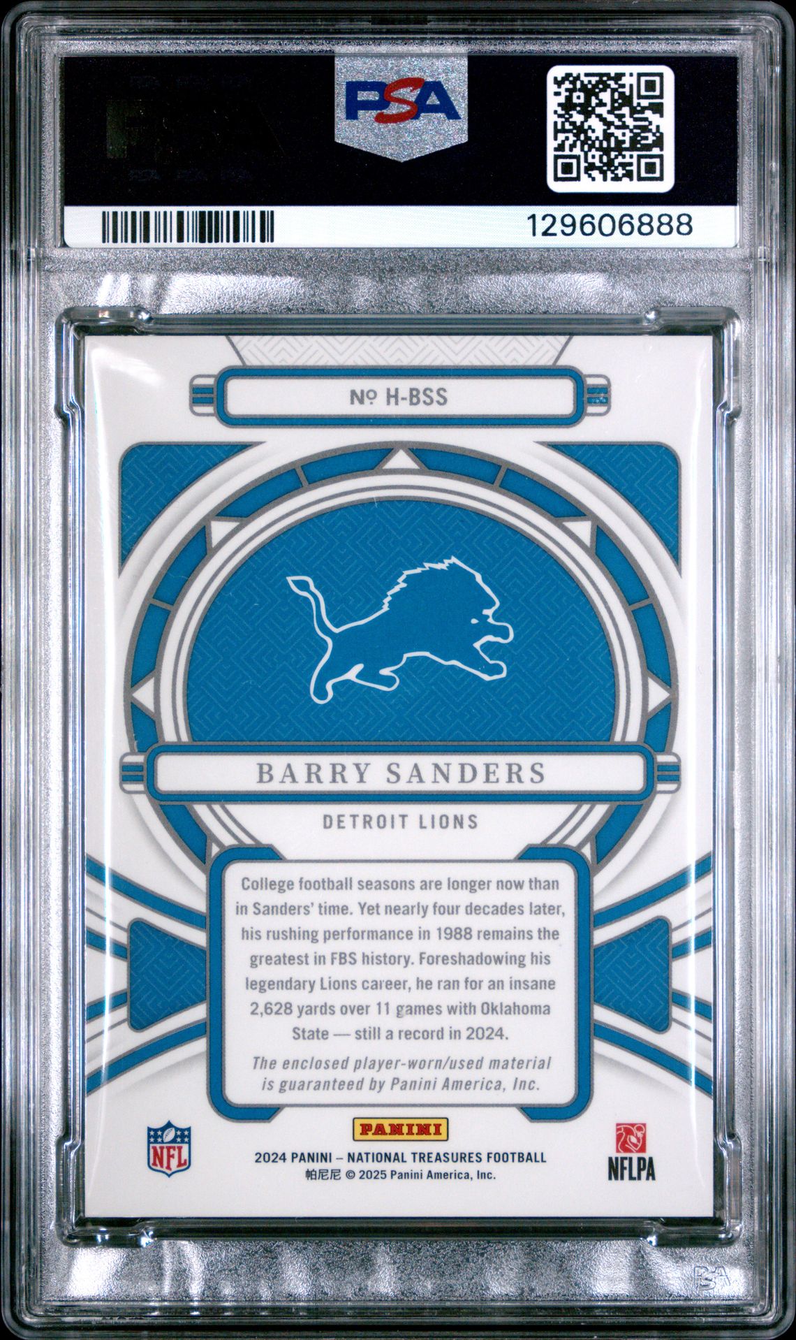 2024 Panini National Treasures Heirlooms Relics Barry Sanders #Hbss (Heirlooms Relic) Nm-Mt 8 back